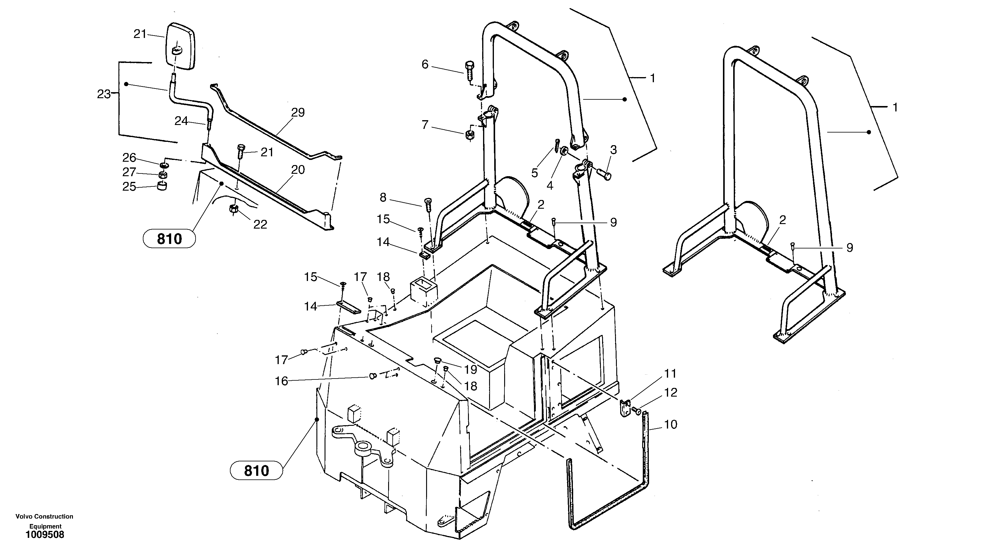 Схема запчастей Volvo ZL302C SER NO 2404001 - - 32265 Roll-over bar 