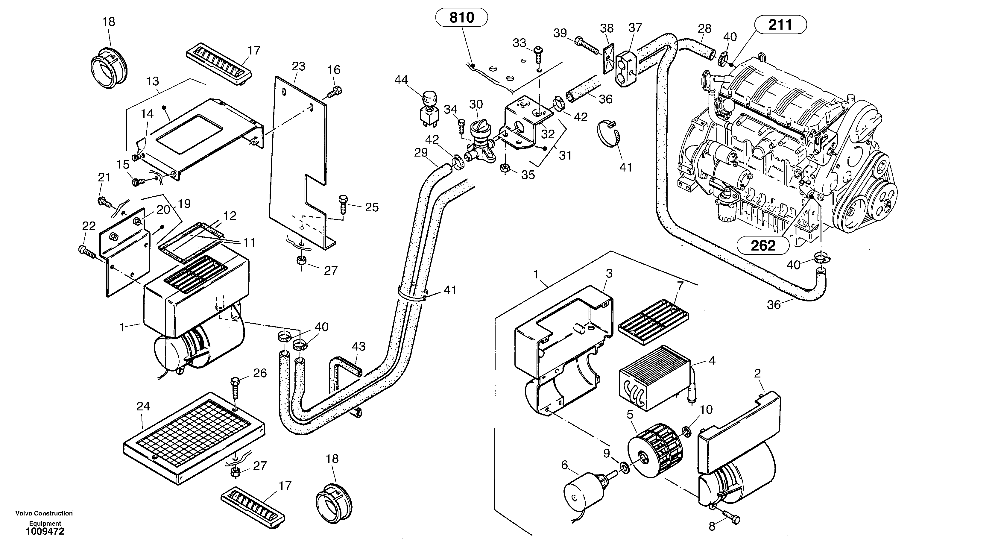 Схема запчастей Volvo ZL302C SER NO 2404001 - - 32266 Heater 