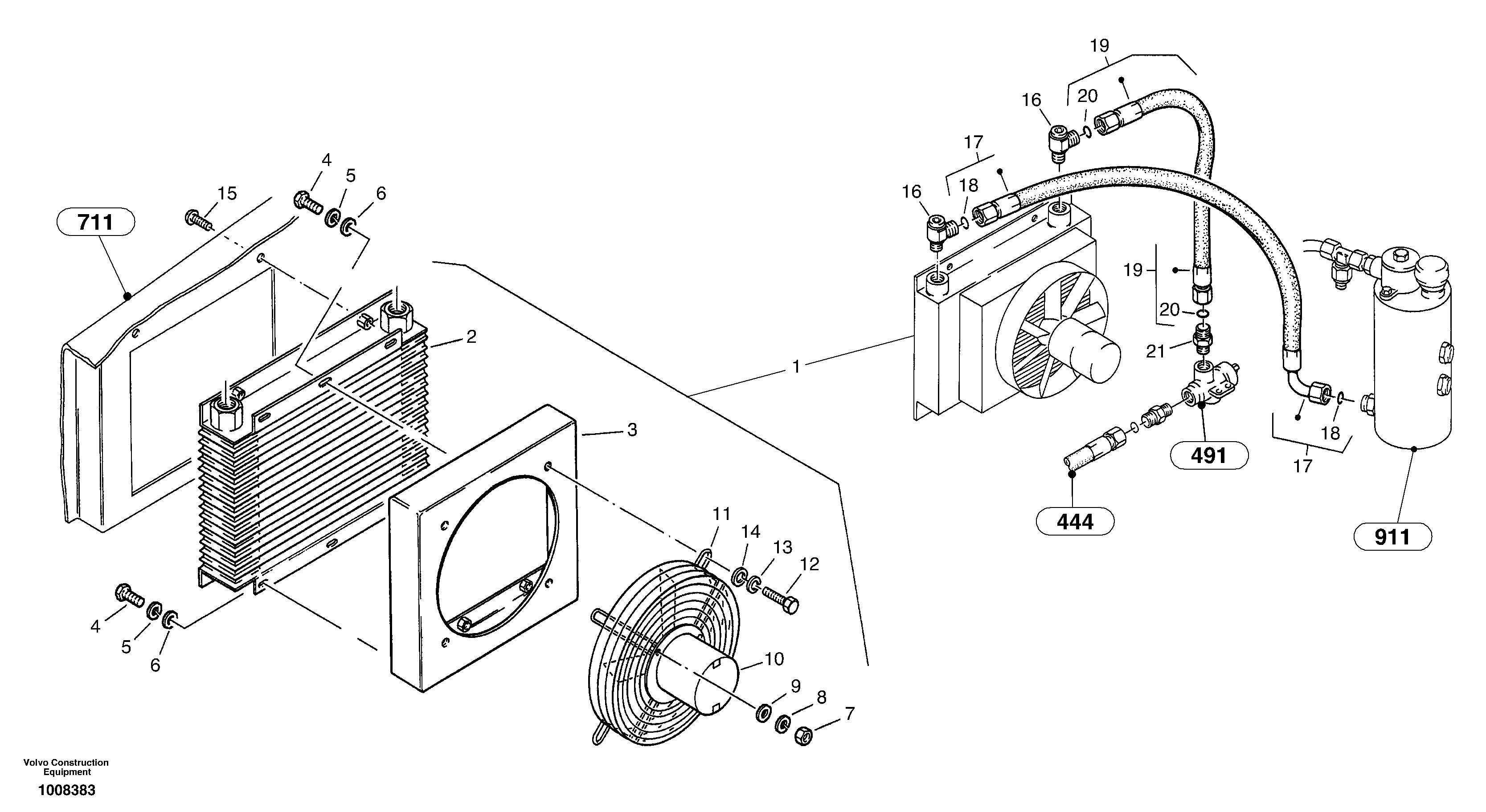 Схема запчастей Volvo ZL302C SER NO 2404001 - - 34913 Radiateur - Installation 