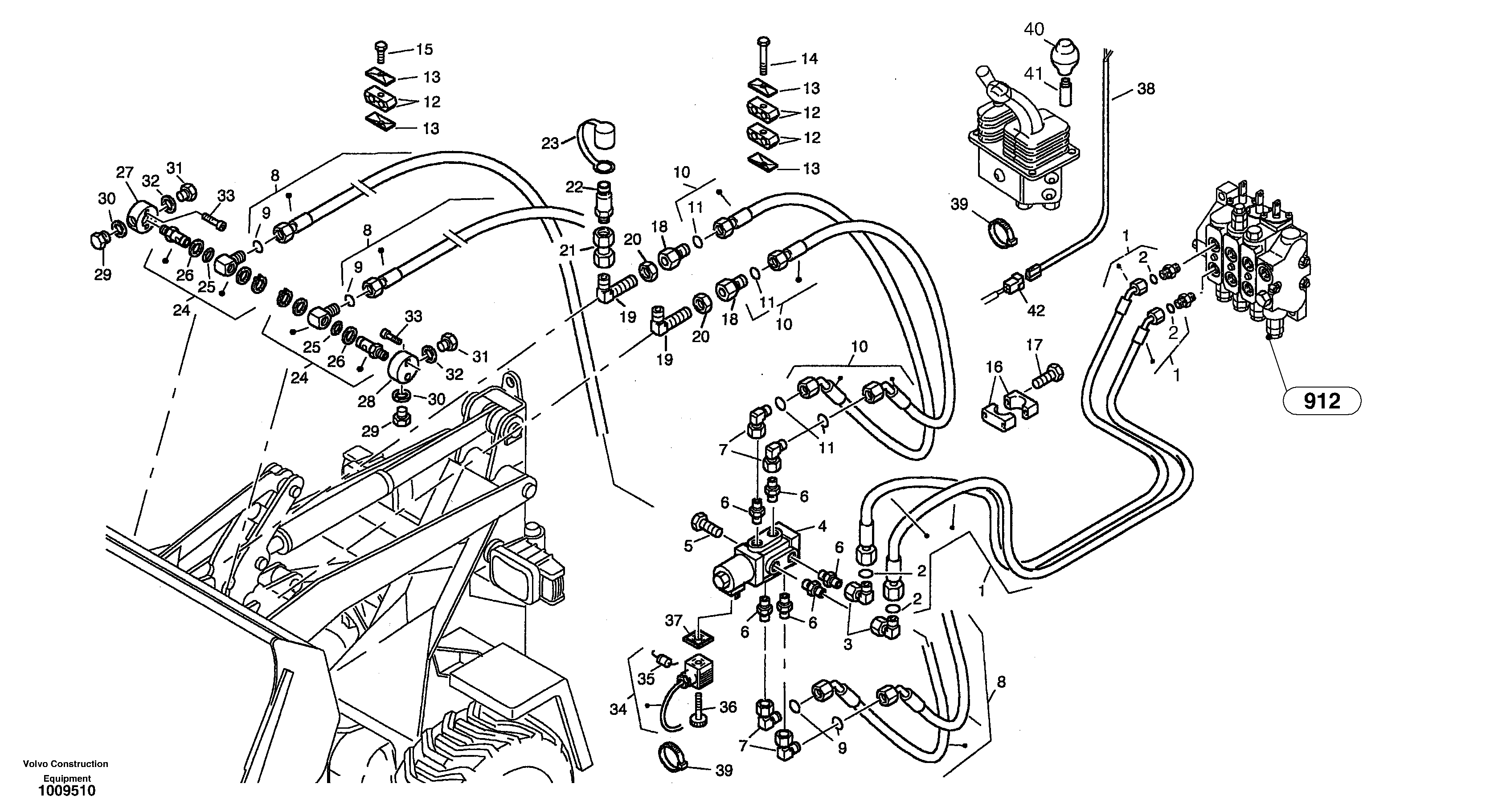 Схема запчастей Volvo ZL302C SER NO 2404001 - - 31607 Hydraulic function - No. 3 + 4, commutation electrical 