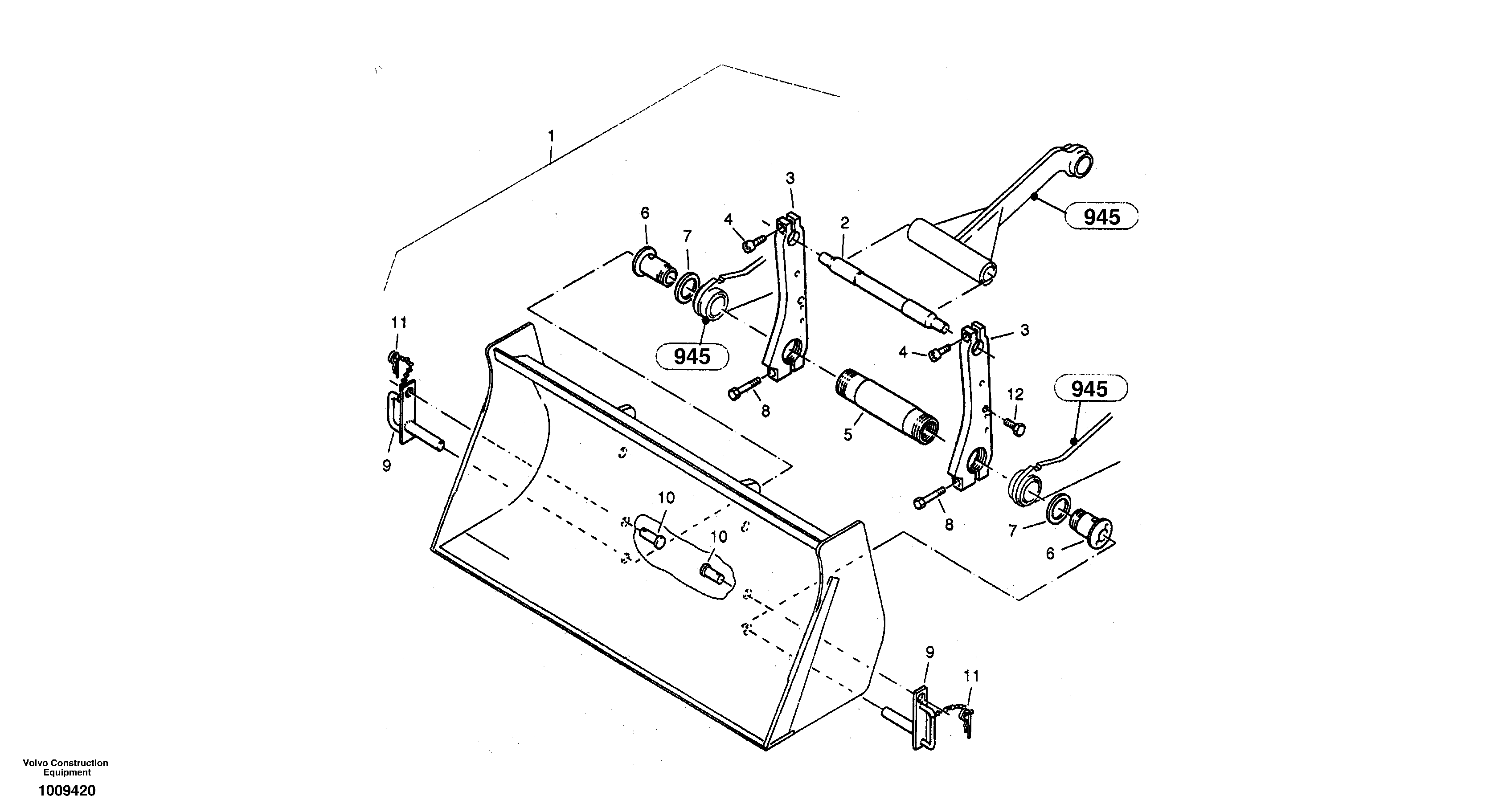 Схема запчастей Volvo ZL302C SER NO 2404001 - - 34960 Attachment mounting plate - Quickfit, mechanical 