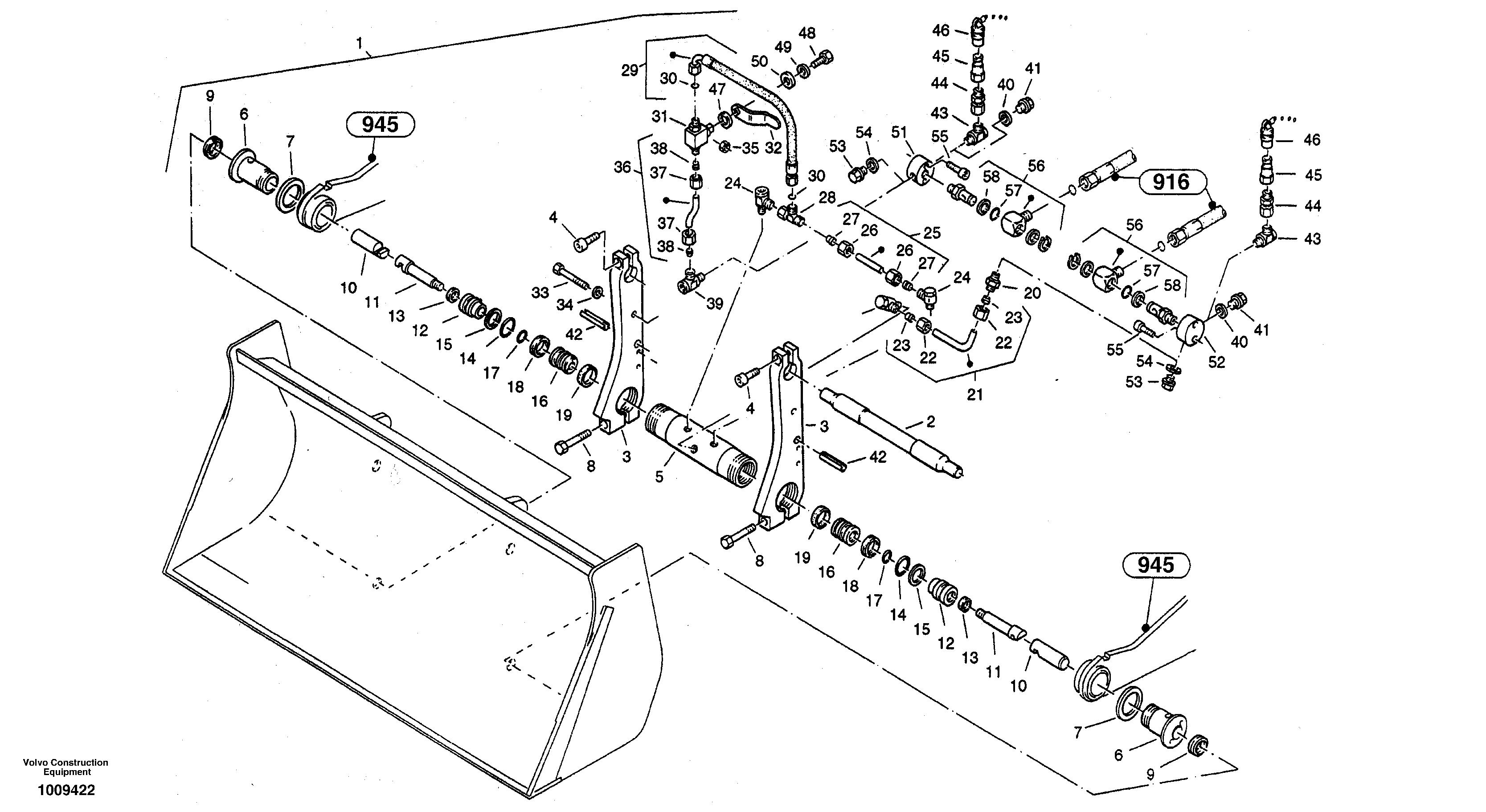 Схема запчастей Volvo ZL302C SER NO 2404001 - - 44884 Attachment mounting plate - Quick change, hydraulic 