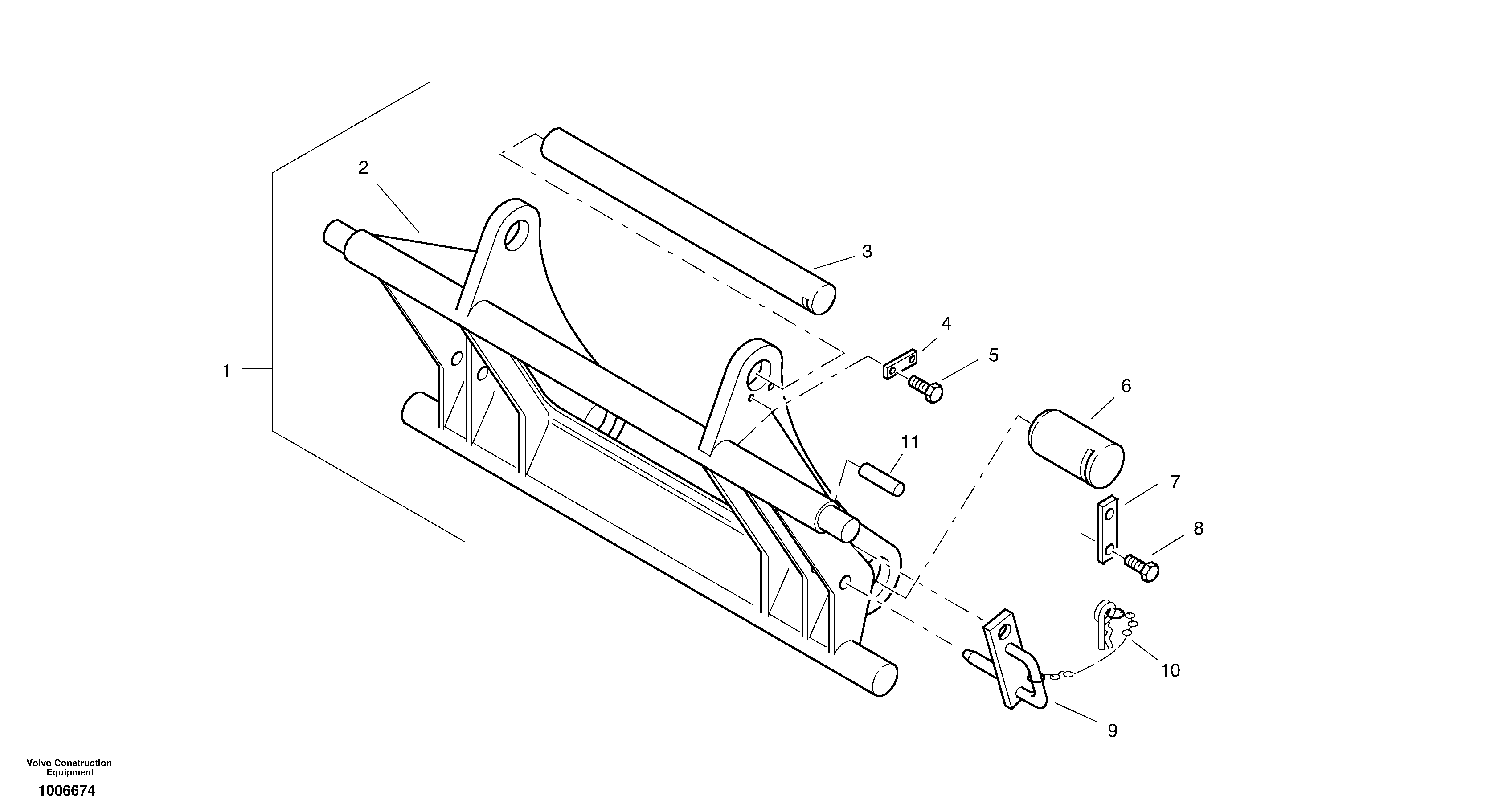 Схема запчастей Volvo ZL302C SER NO 2404001 - - 44885 Attachment mounting plate - Quickfit, mechanical (Euro-Norm) 