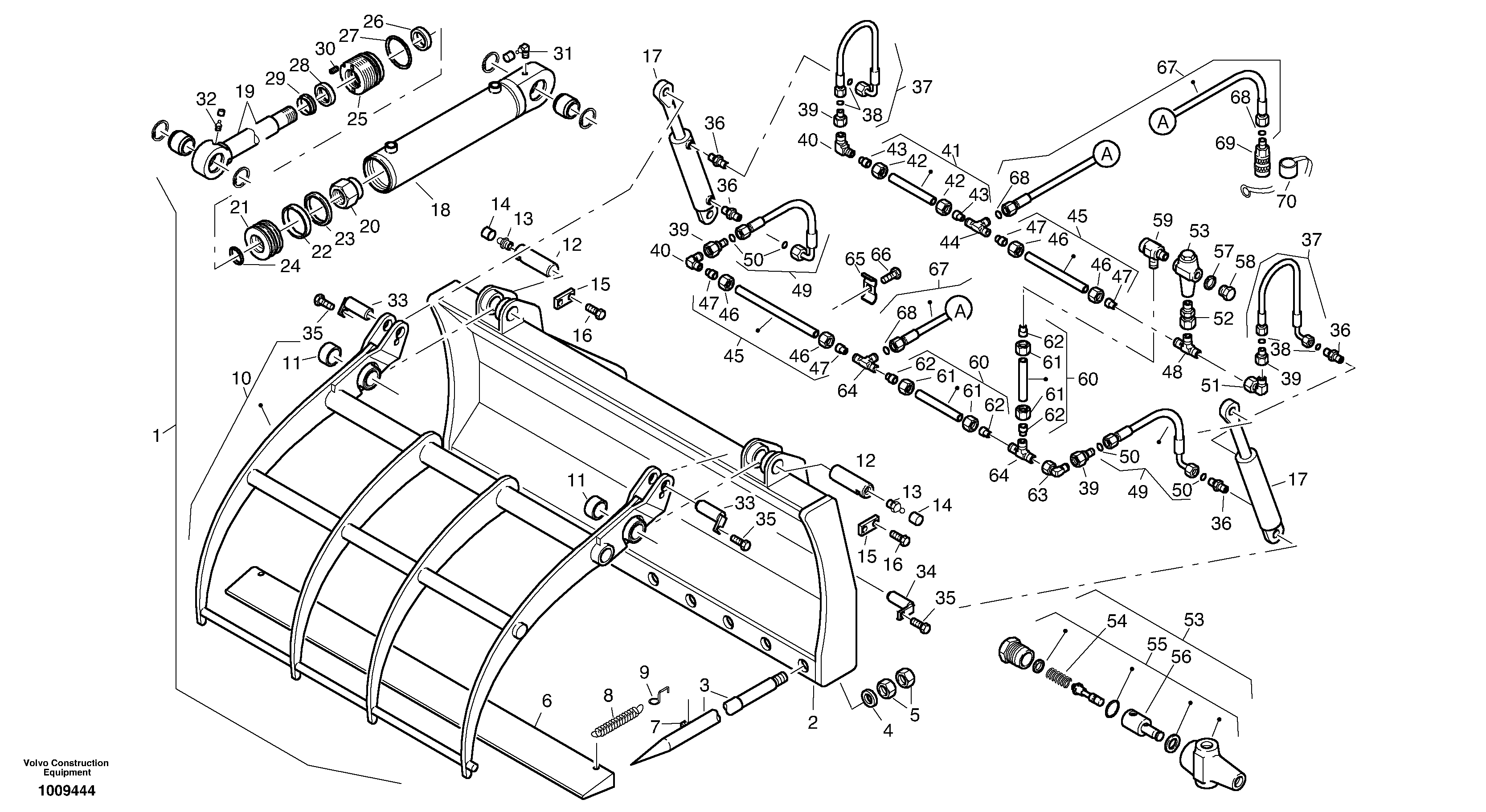 Схема запчастей Volvo ZL302C SER NO 2404001 - - 61525 Hay fork - Manure fork with grab 