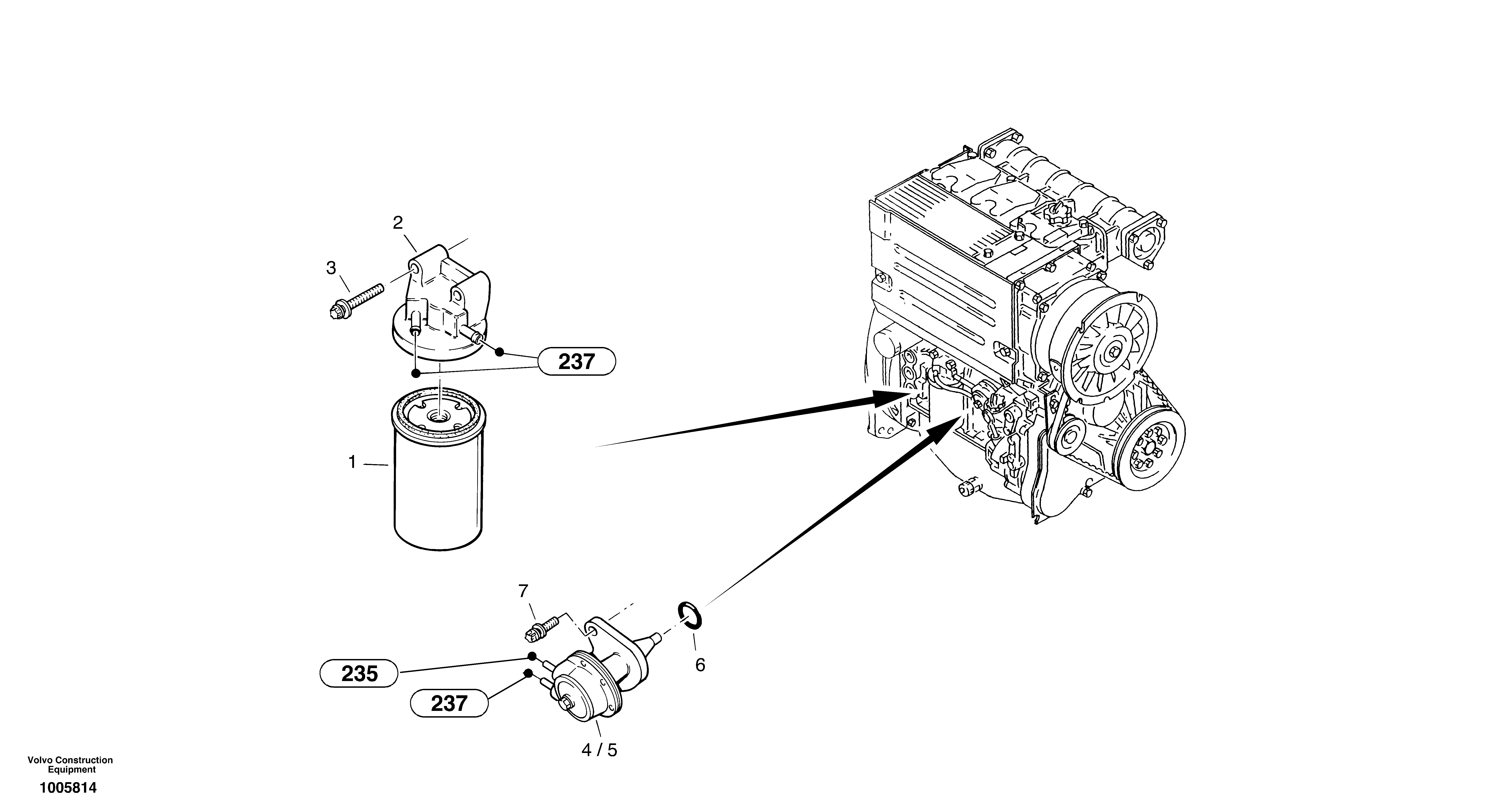 Схема запчастей Volvo ZL402C SER NO 6006001 - - 944 Fuel filter - Feed pump 