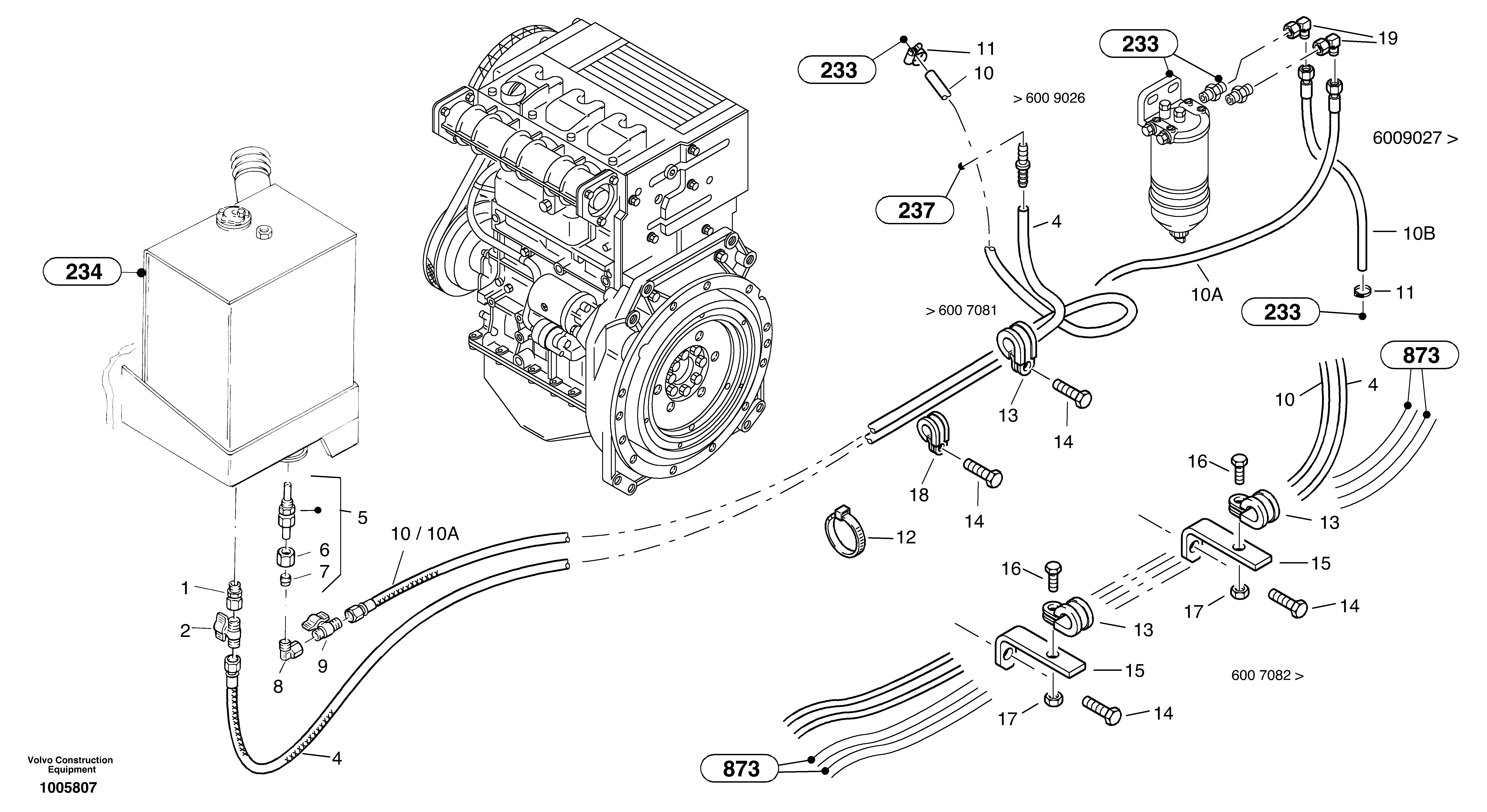 Схема запчастей Volvo ZL402C SER NO 6006001 - - 962 Fuel pipes 