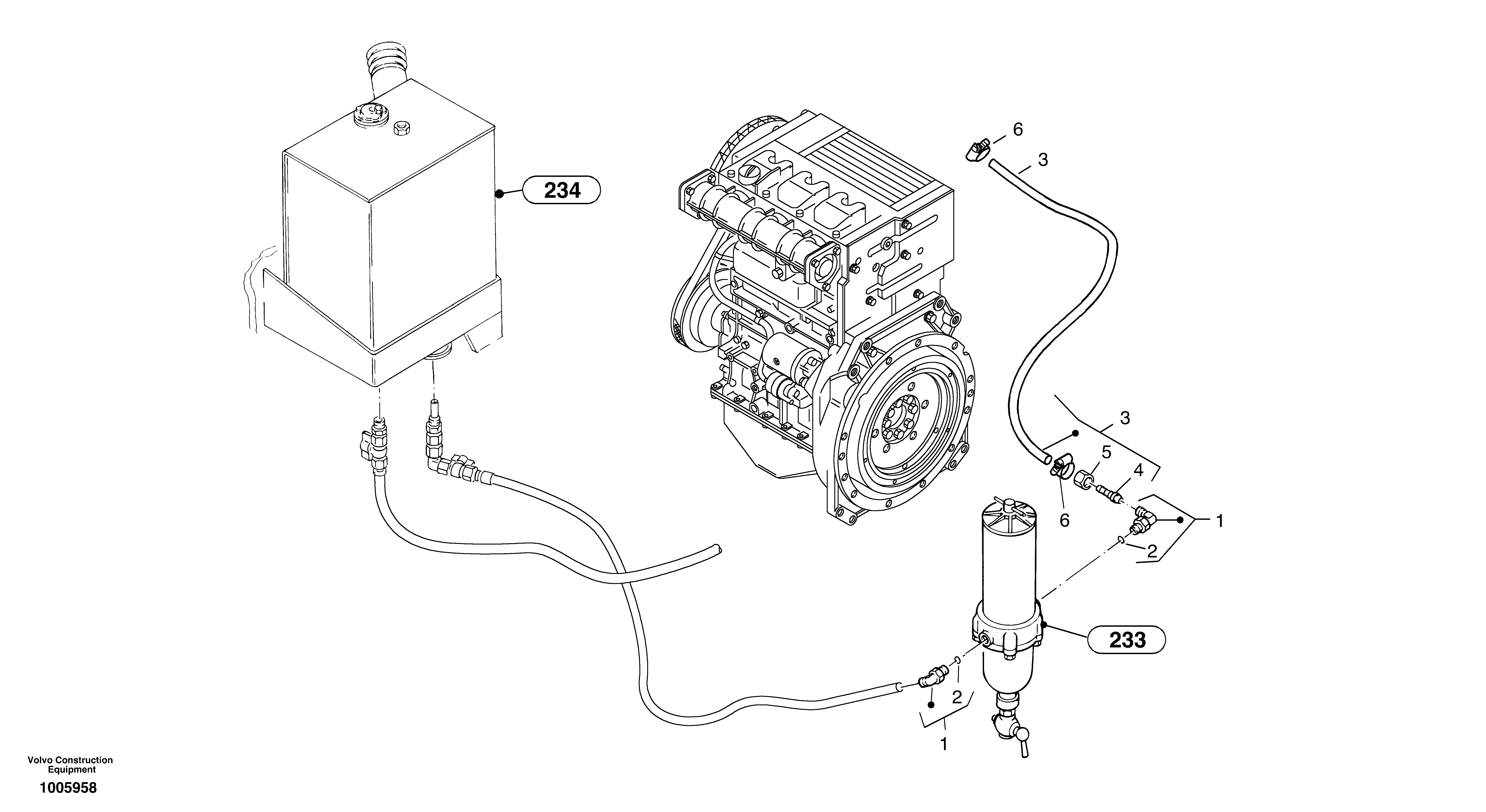 Схема запчастей Volvo ZL402C SER NO 6006001 - - 964 Fuel pipes 