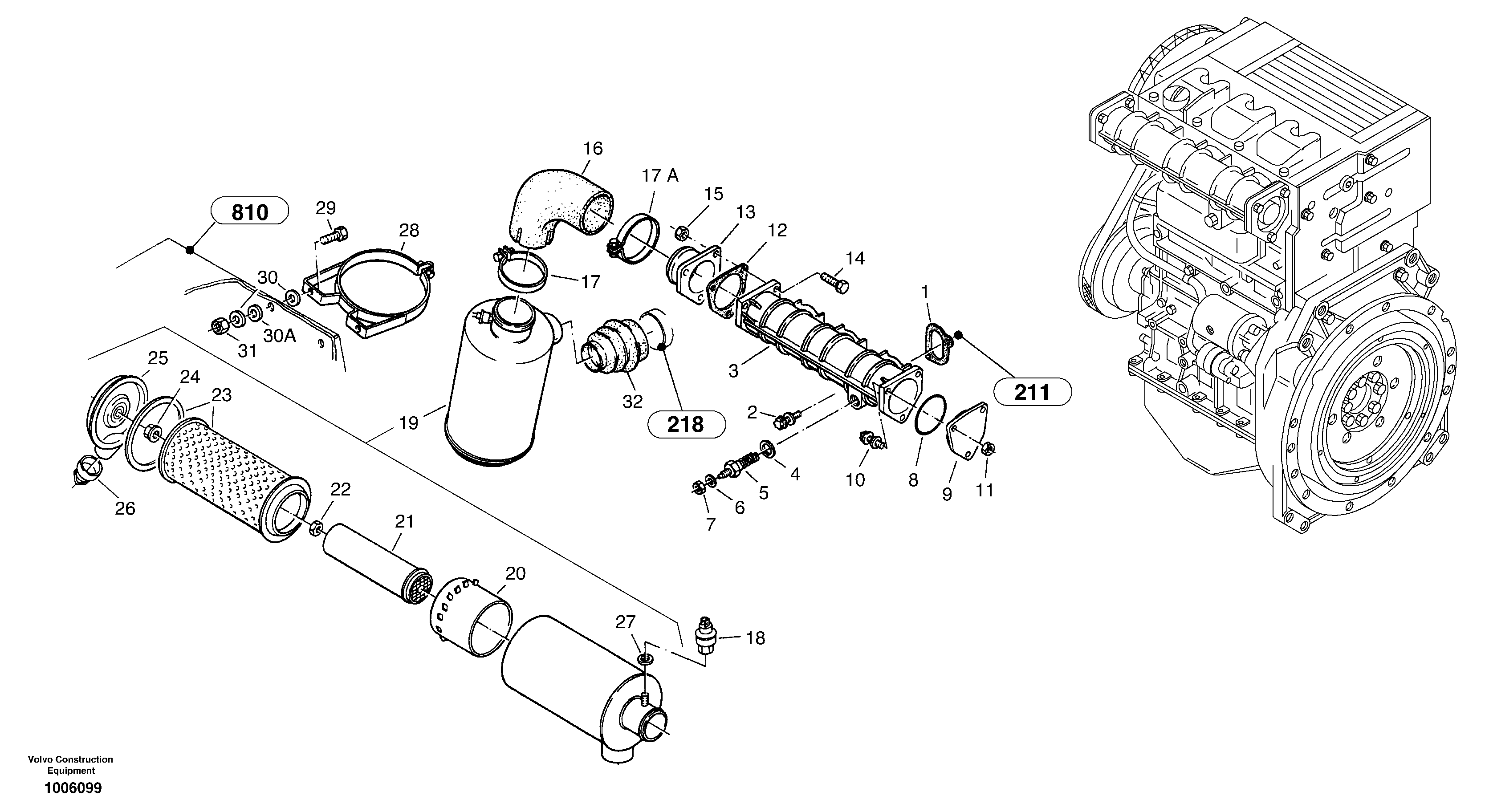 Схема запчастей Volvo ZL402C SER NO 6006001 - - 44229 Suction system, filter 