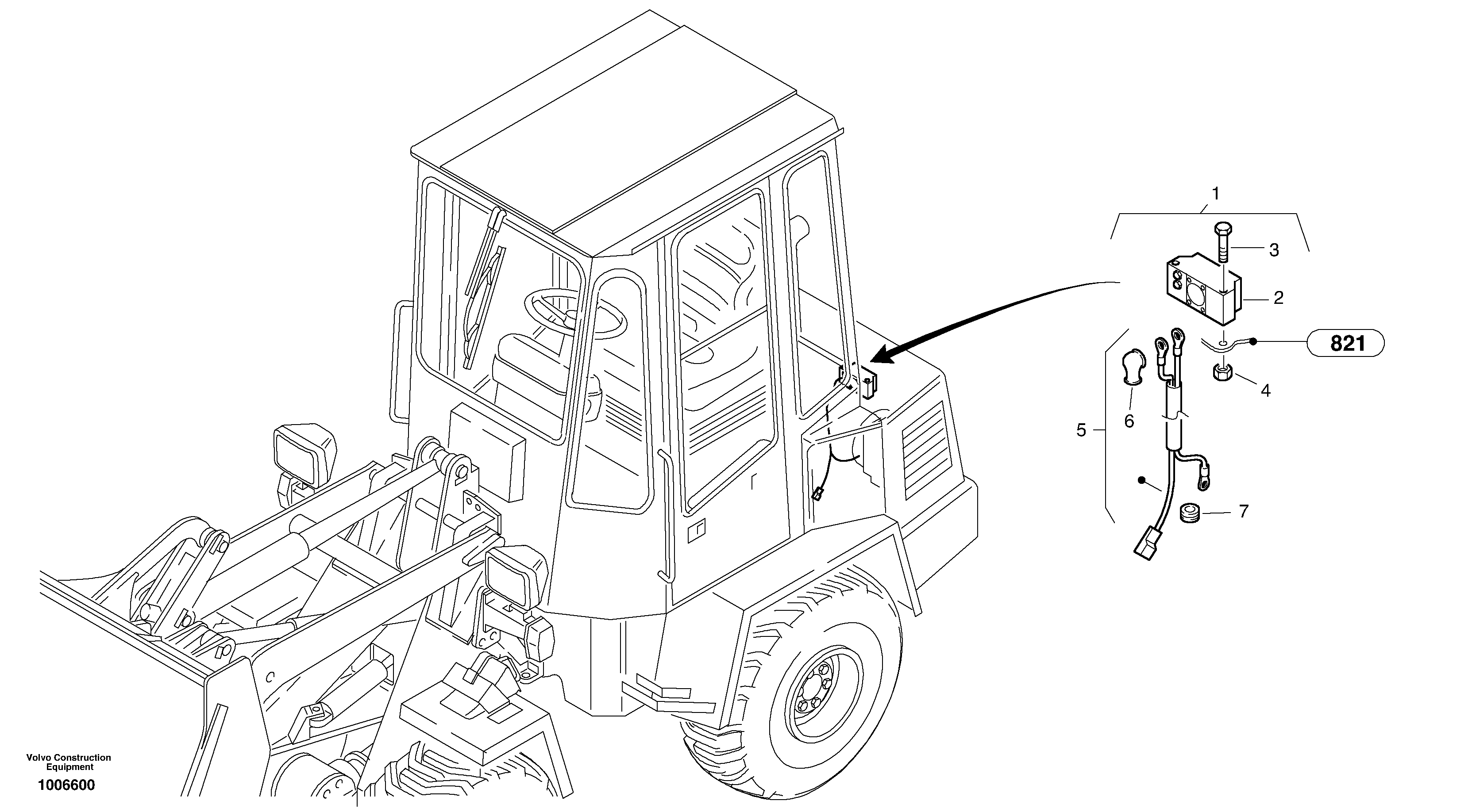 Схема запчастей Volvo ZL402C SER NO 6006001 - - 1080 Back-up warning 