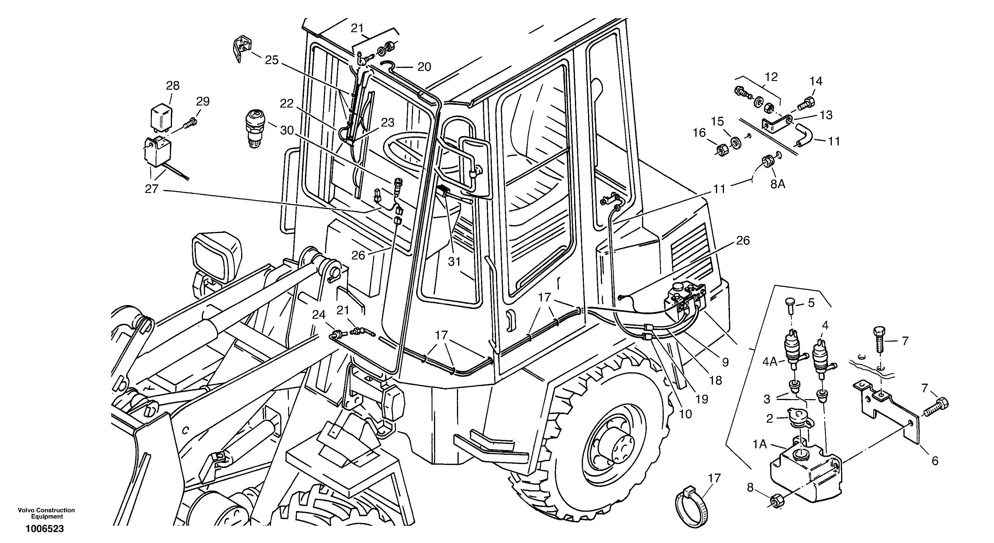 Схема запчастей Volvo ZL402C SER NO 6006001 - - 1082 Windscreen washer system 