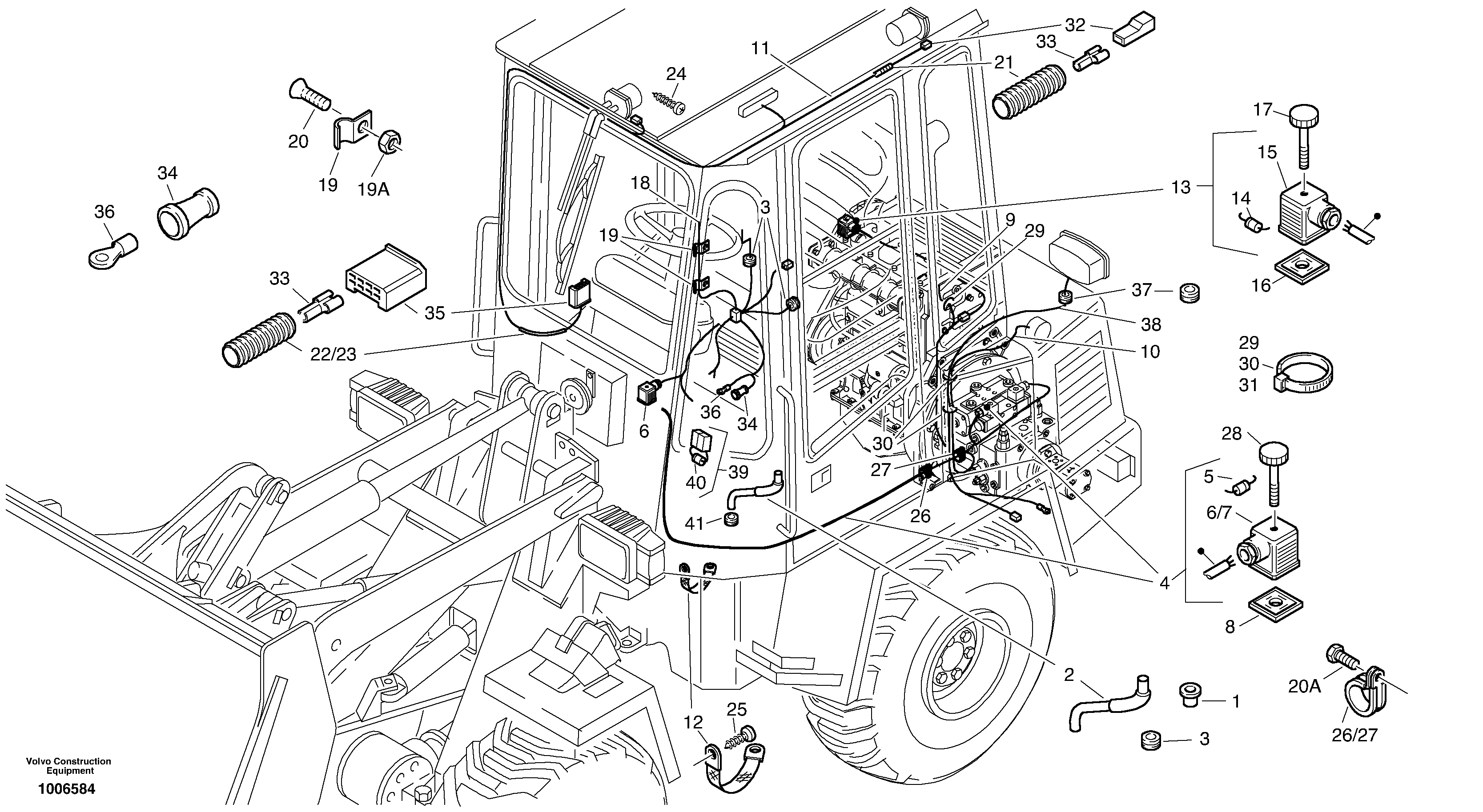 Схема запчастей Volvo ZL402C SER NO 6006001 - - 1084 Electric installation 