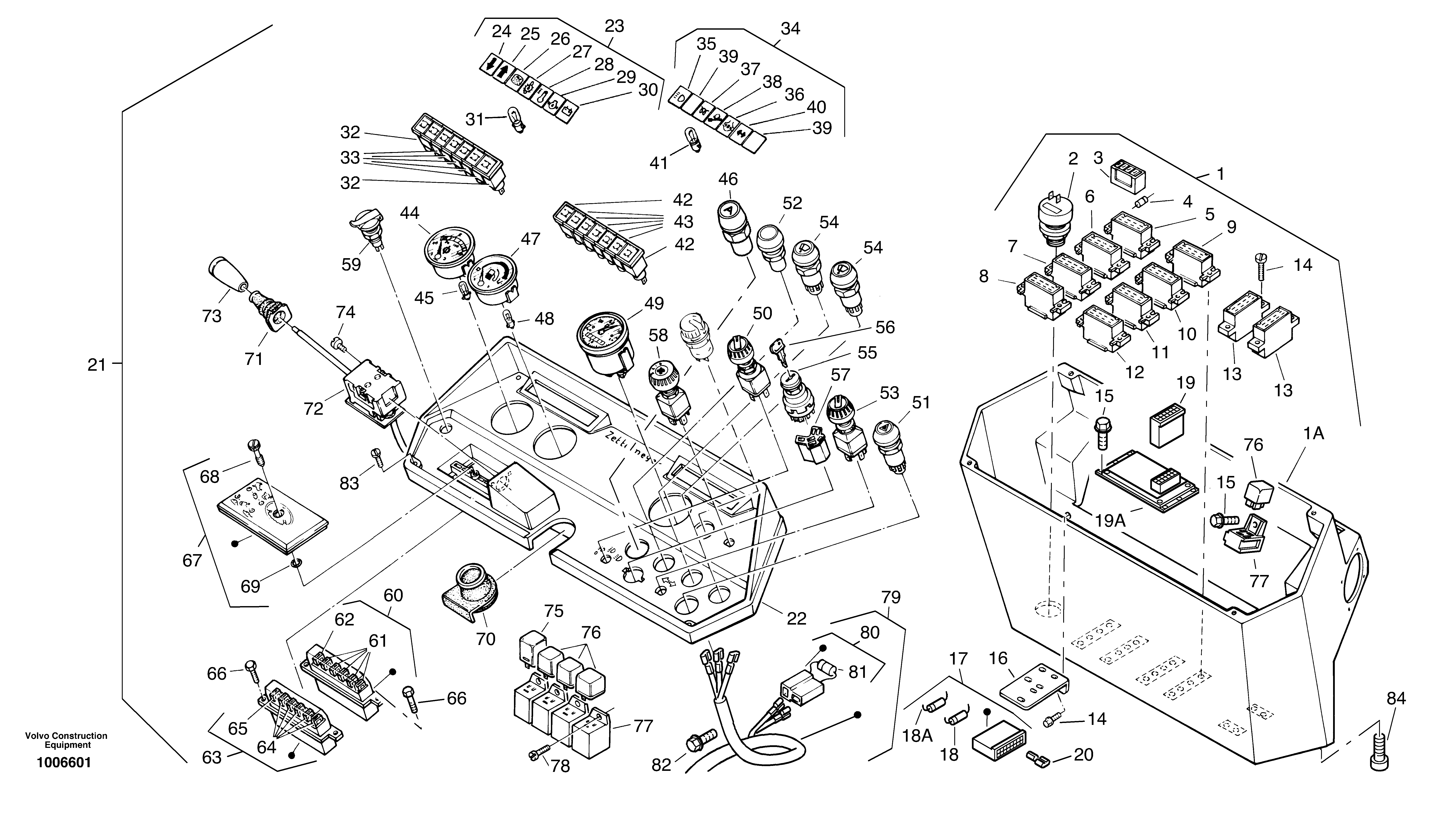 Схема запчастей Volvo ZL402C SER NO 6006001 - - 1086 Instruments panel 