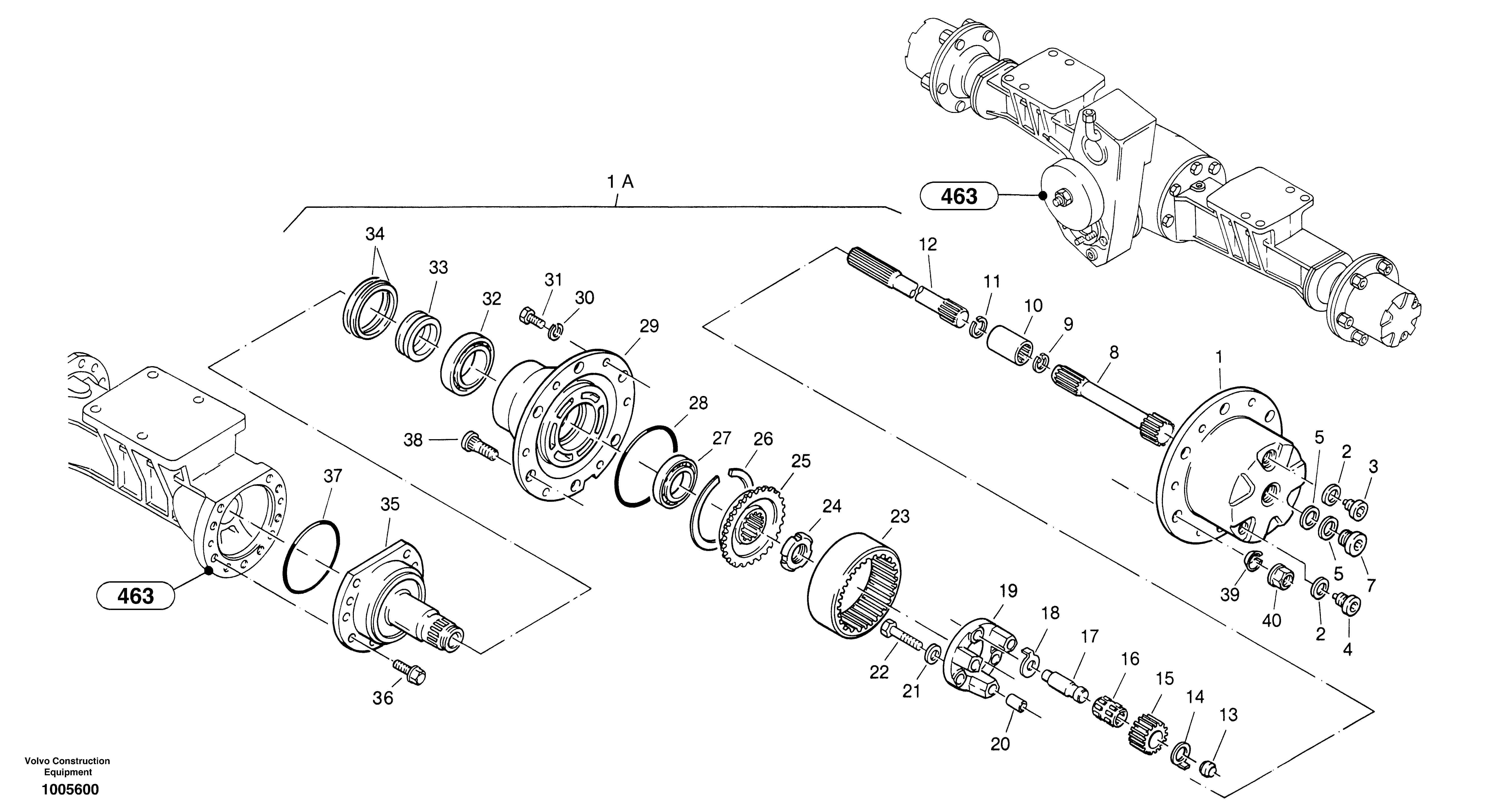 Схема запчастей Volvo ZL402C SER NO 6006001 - - 400 Final drive - Portal-rear axle 