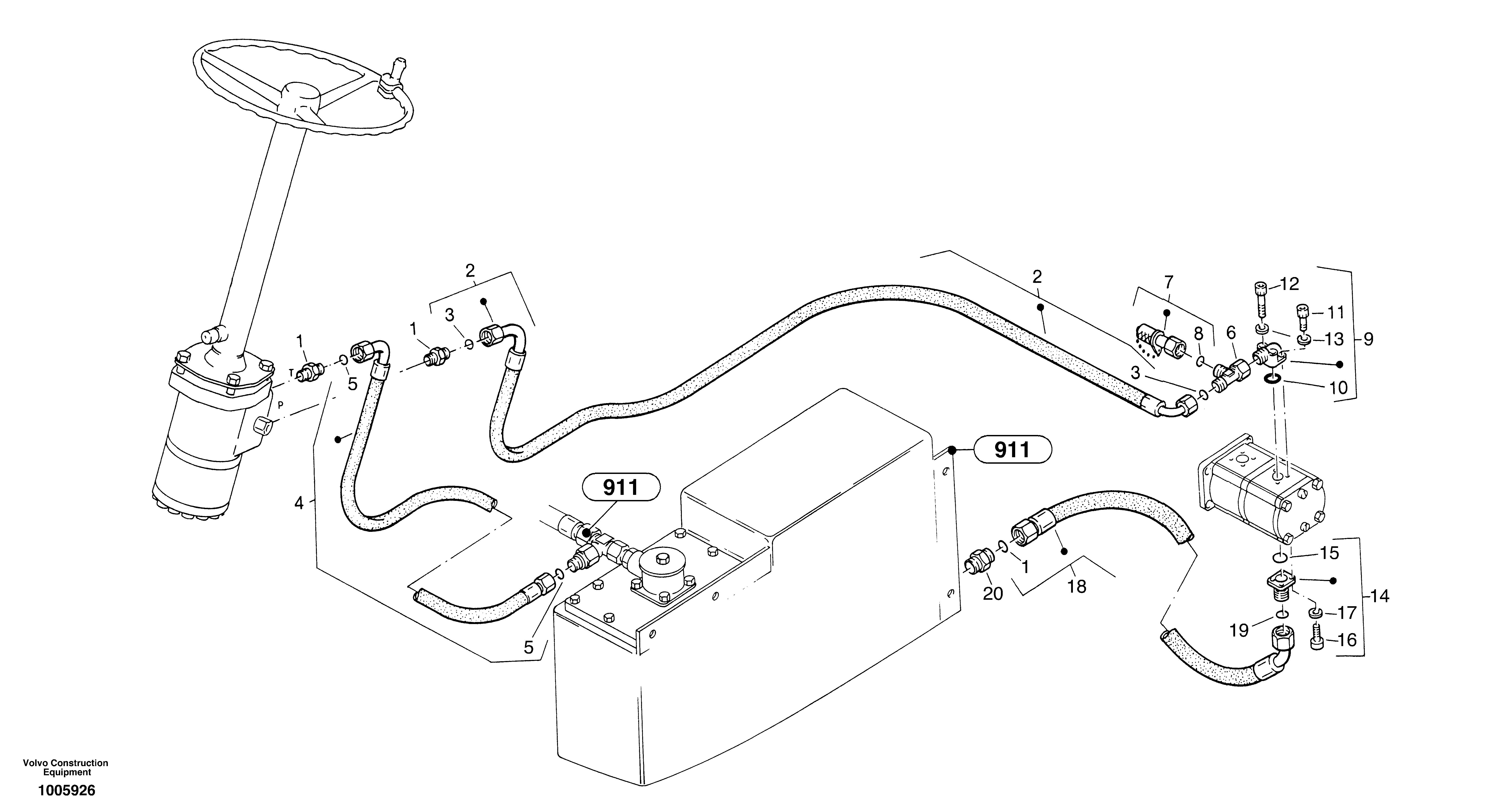 Схема запчастей Volvo ZL402C SER NO 6006001 - - 56200 Steering-hydraulic equipment - rear vehicle 