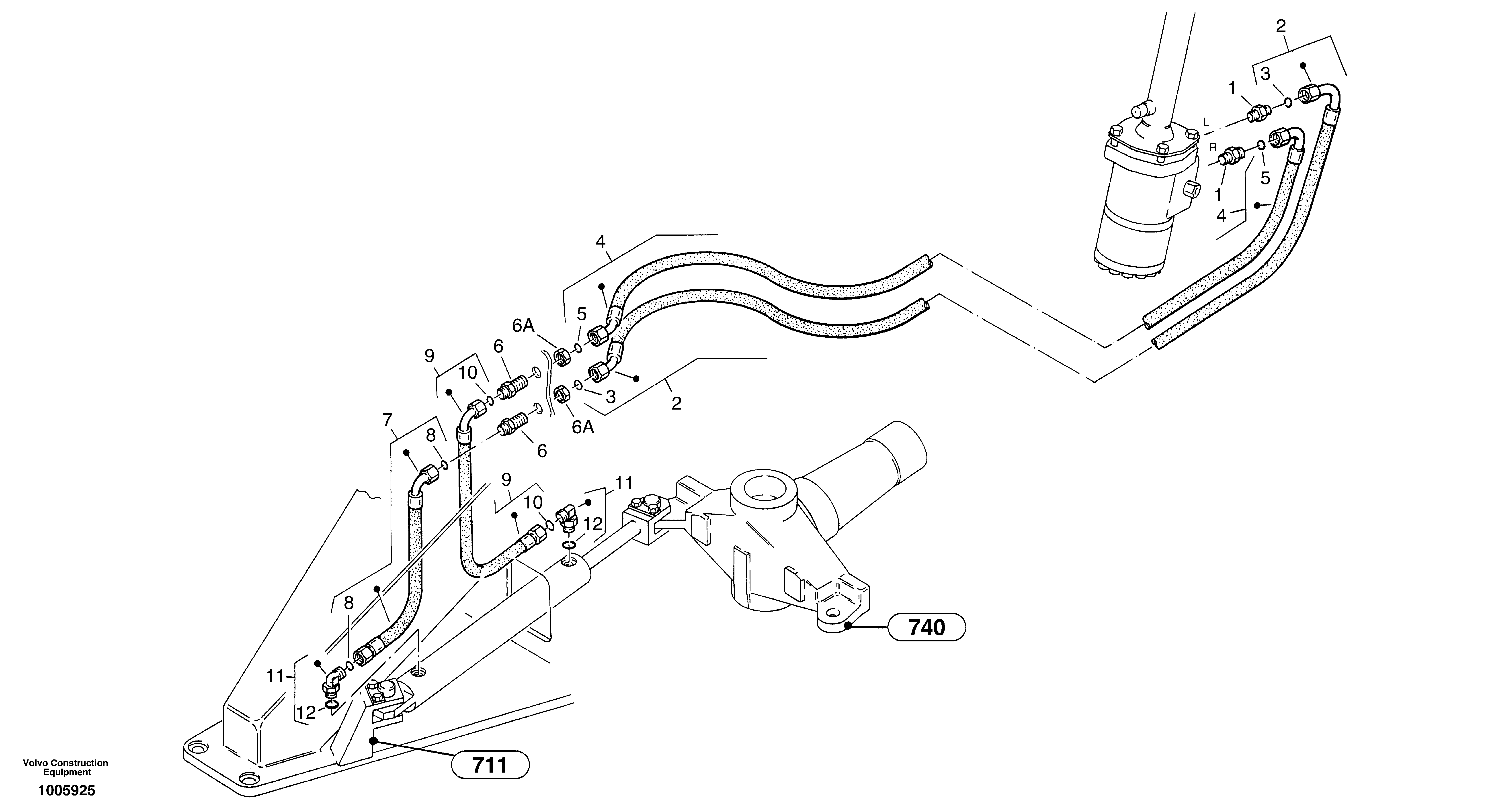 Схема запчастей Volvo ZL402C SER NO 6006001 - - 61526 Steering-hydraulic equipment - front vehicle 