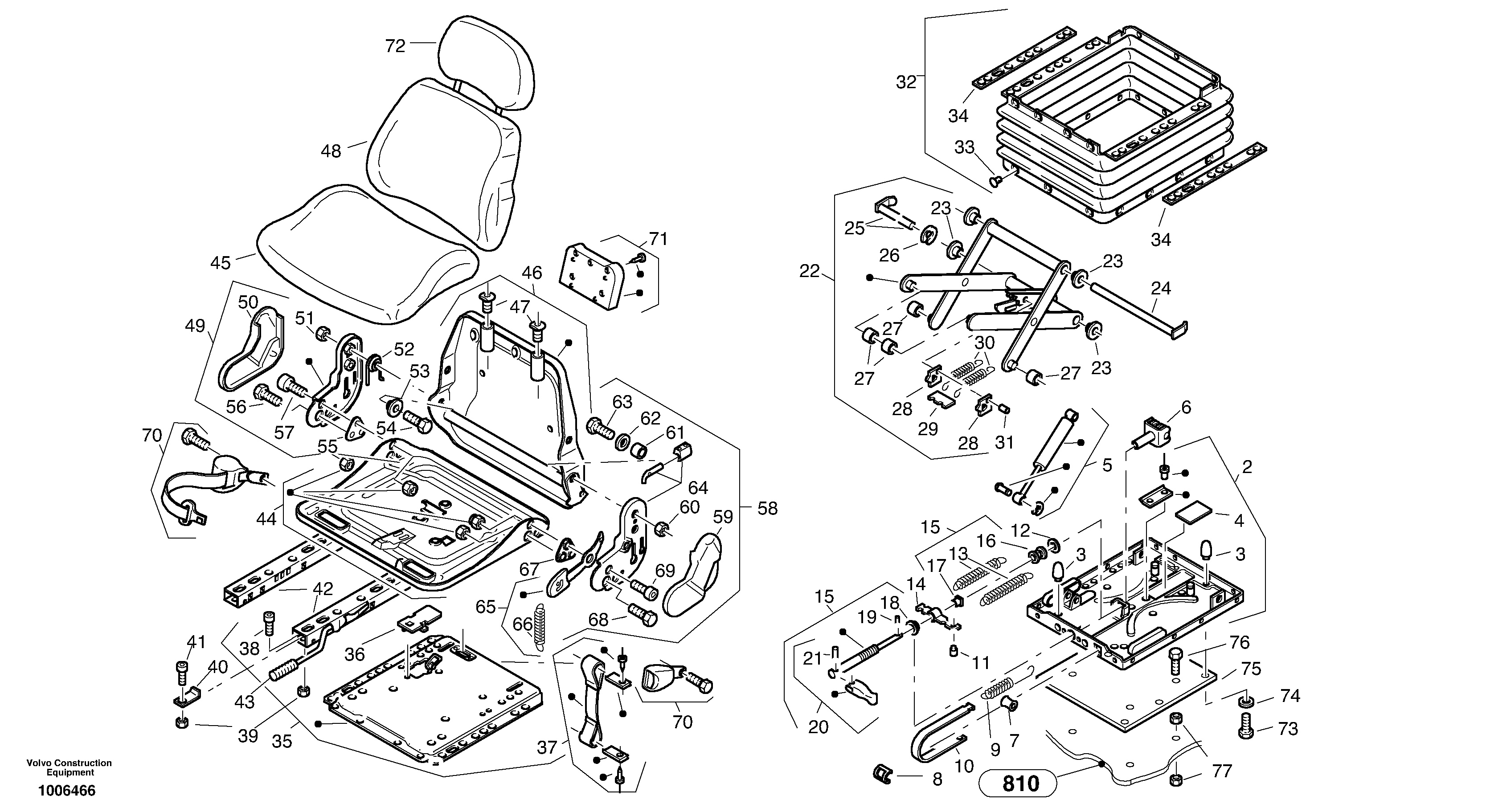 Схема запчастей Volvo ZL402C SER NO 6006001 - - 73541 Drivers seat 