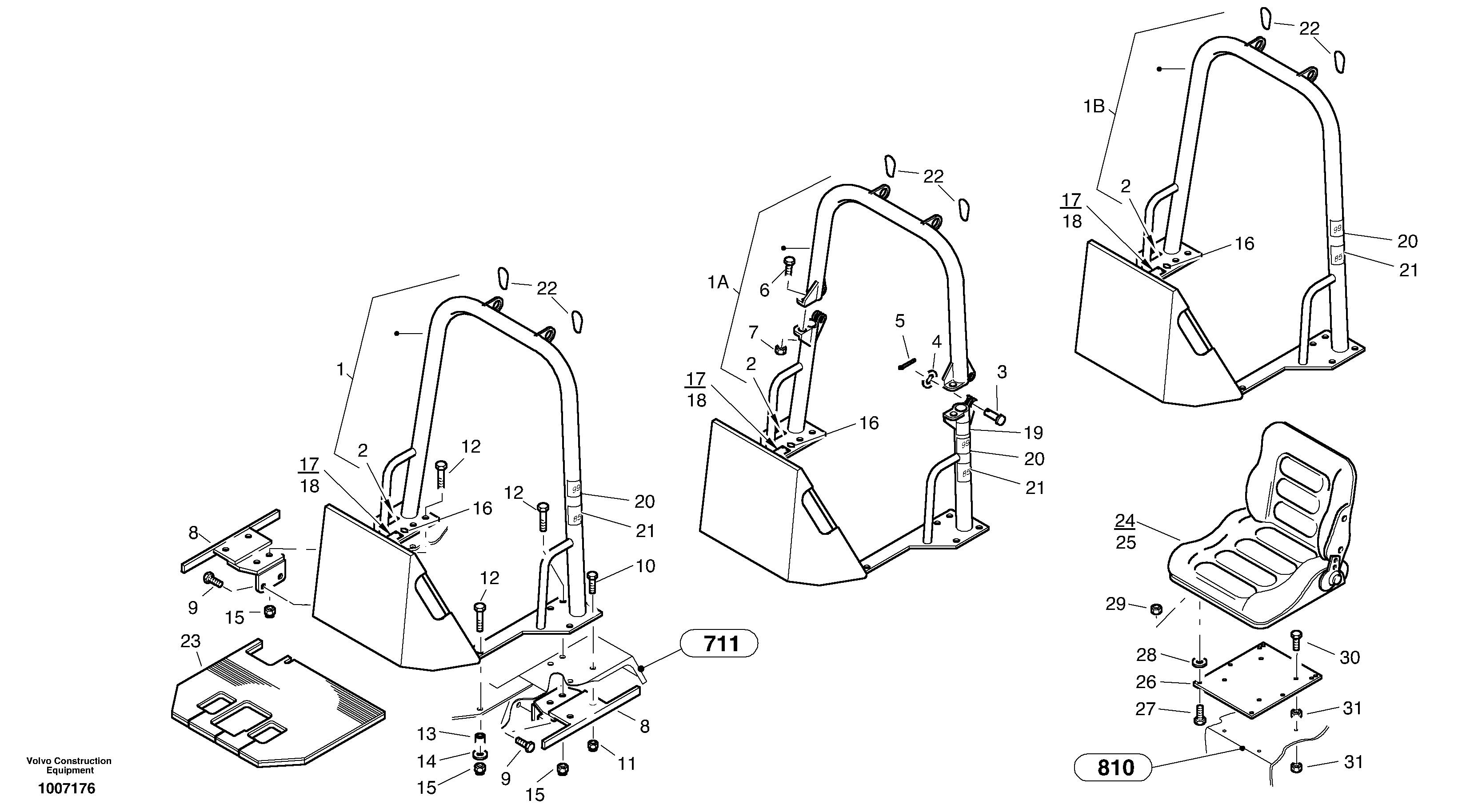 Схема запчастей Volvo ZL402C SER NO 6006001 - - 848 Roll-over bar 