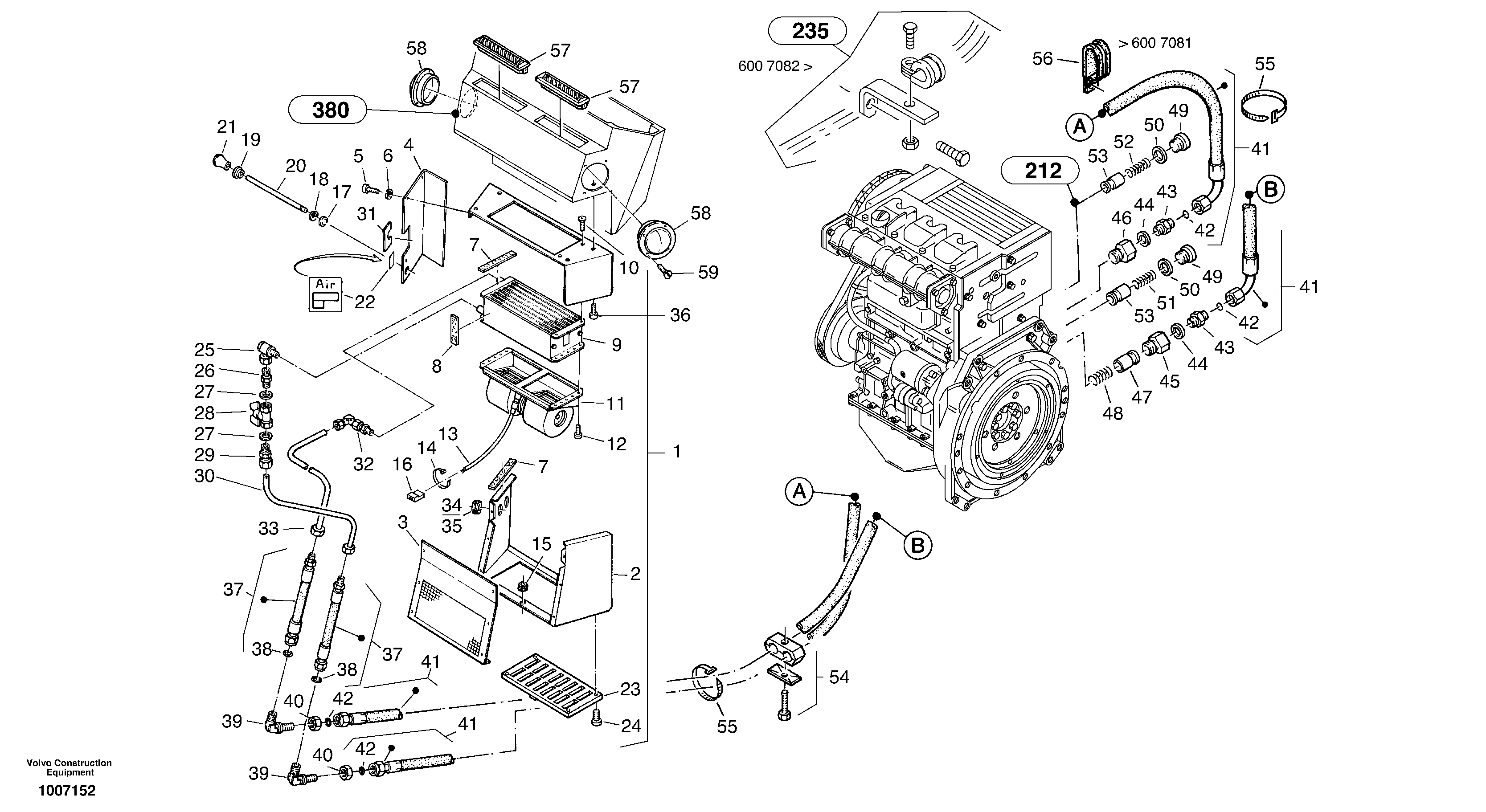 Схема запчастей Volvo ZL402C SER NO 6006001 - - 56218 Heater 