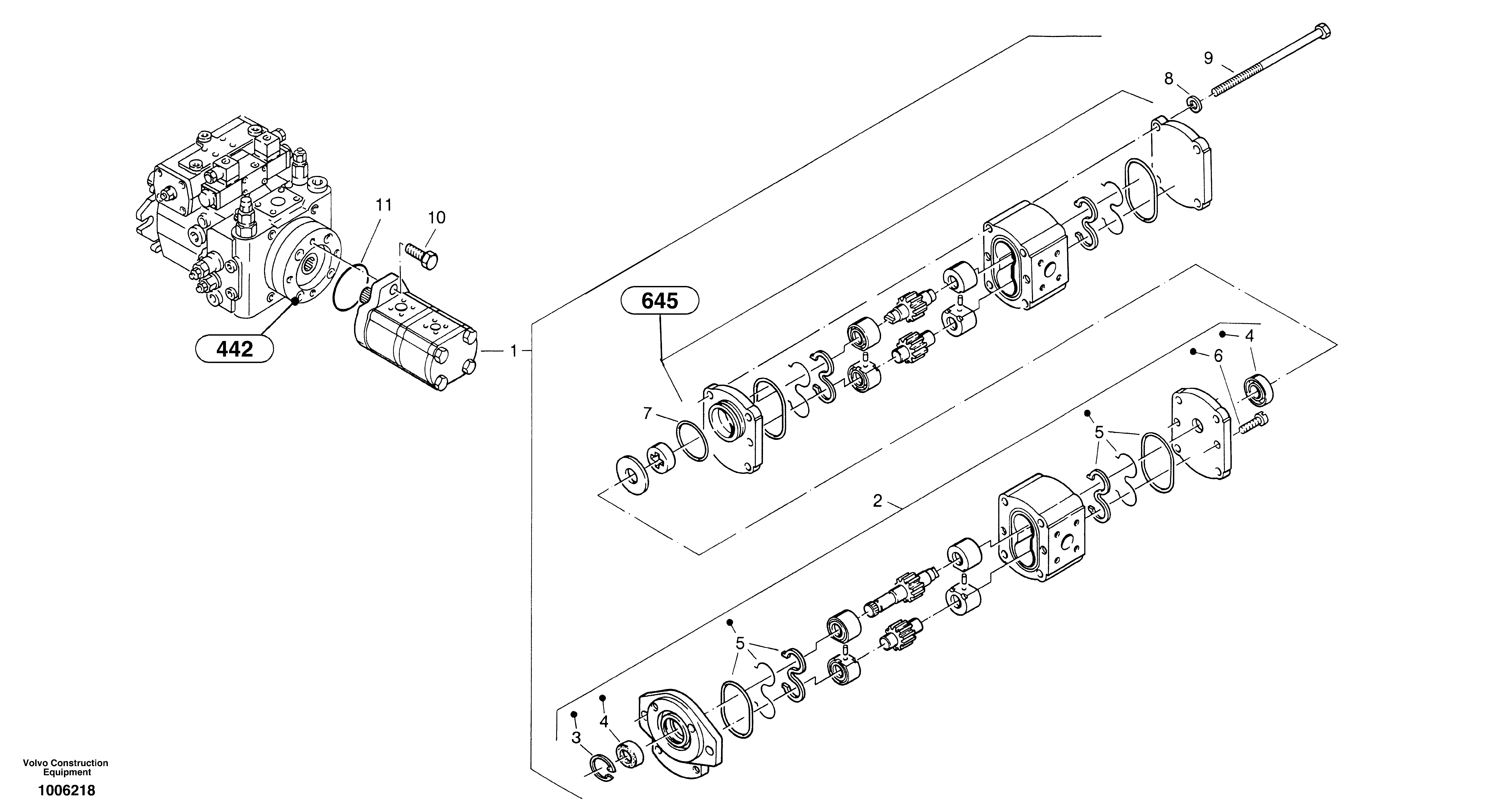 Схема запчастей Volvo ZL402C SER NO 6006001 - - 101134 Pump - working hydraulic 