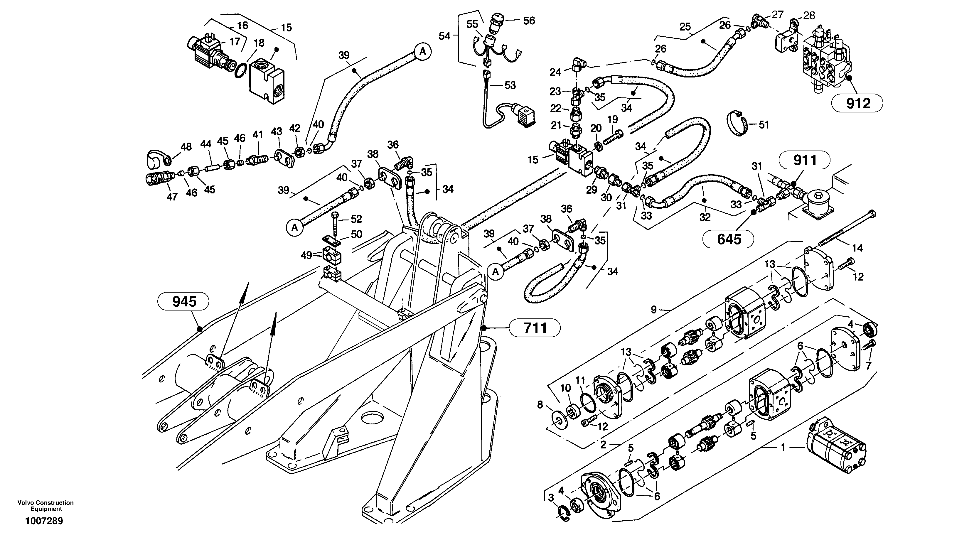 Схема запчастей Volvo ZL402C SER NO 6006001 - - 56219 Hydraulic function - Nr. 4 