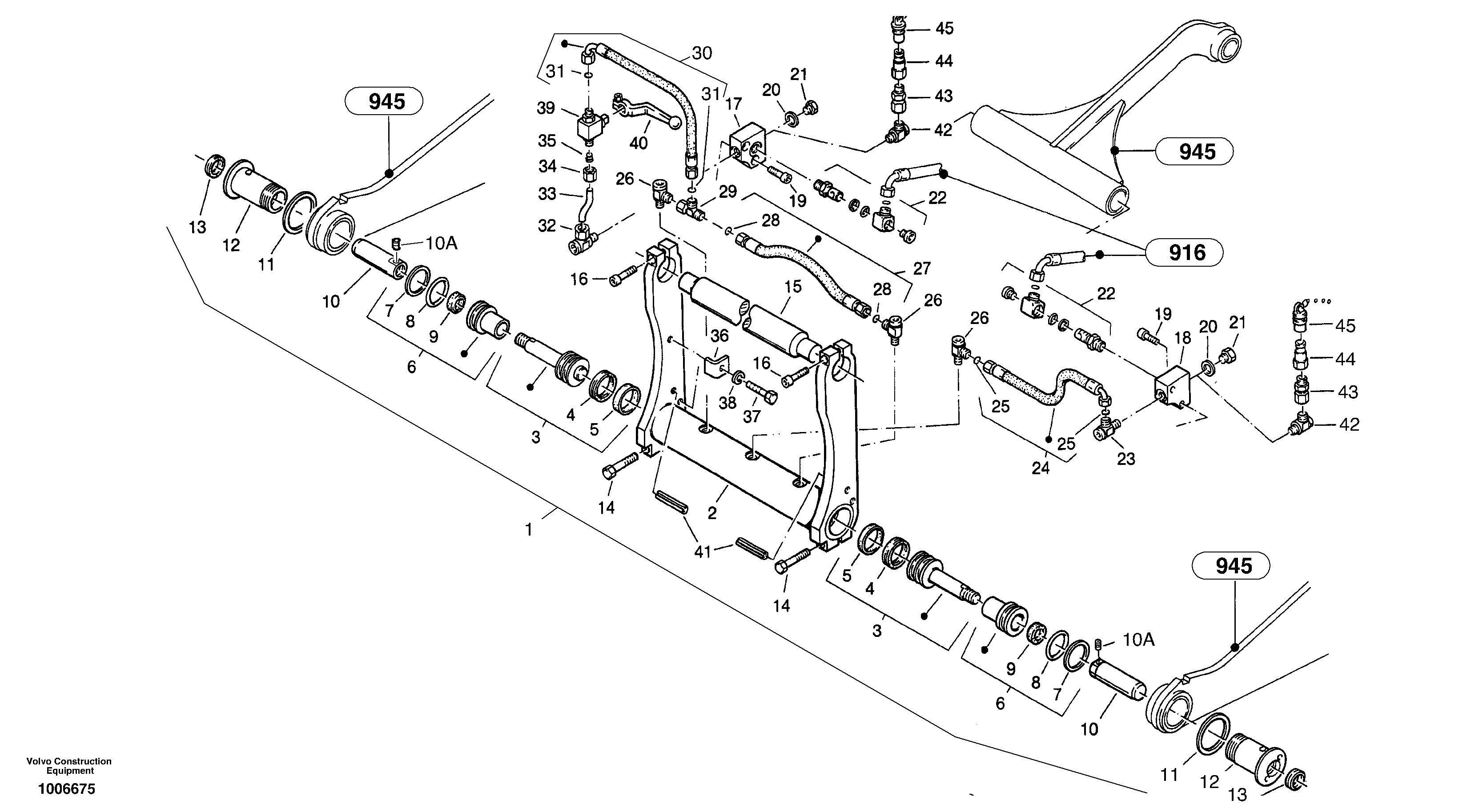 Схема запчастей Volvo ZL402C SER NO 6006001 - - 46487 Attachment mounting plate - Quick change, hydraulic 