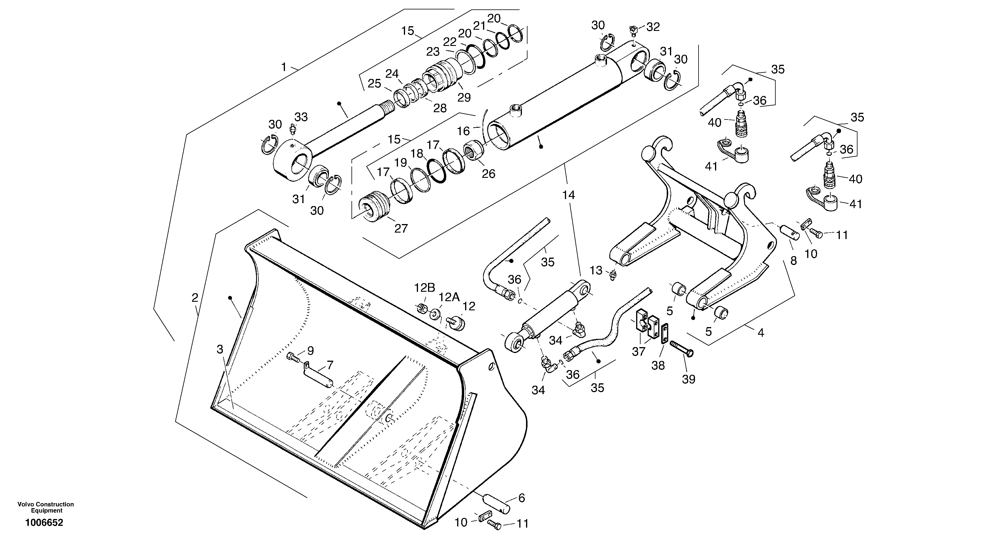 Схема запчастей Volvo ZL402C SER NO 6006001 - - 1375 Tipping bucket 