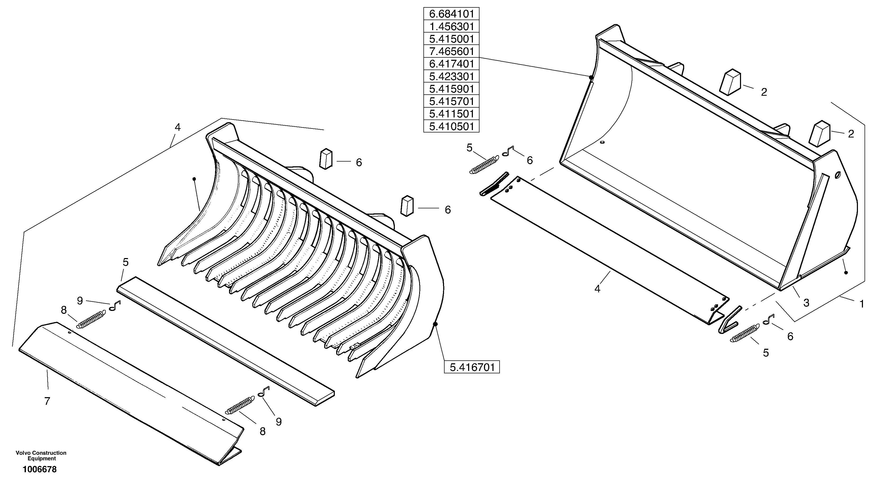 Схема запчастей Volvo ZL402C SER NO 6006001 - - 1376 Bucket without teeth 