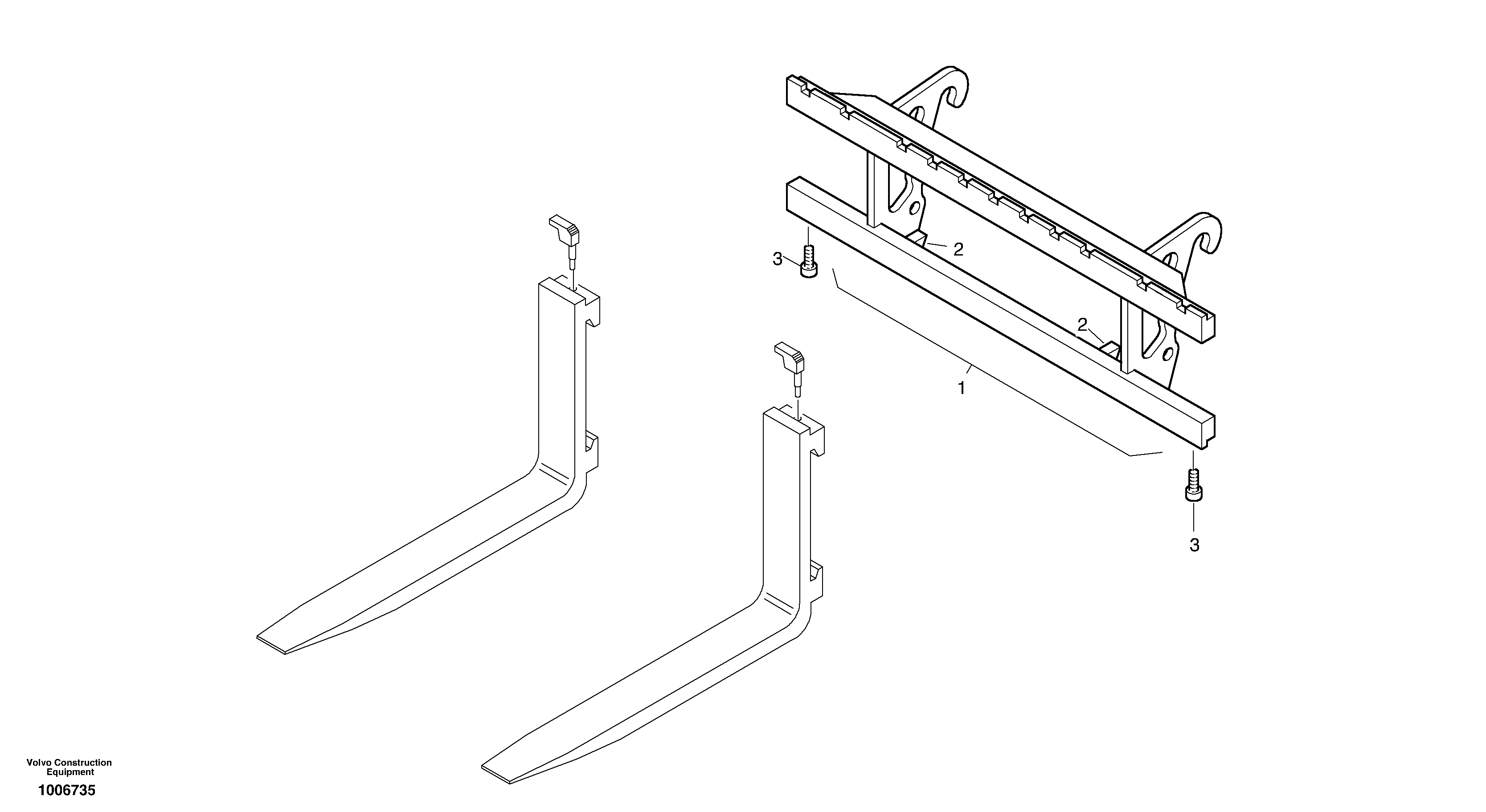 Схема запчастей Volvo ZL402C SER NO 6006001 - - 1381 Fork lift attachment support 