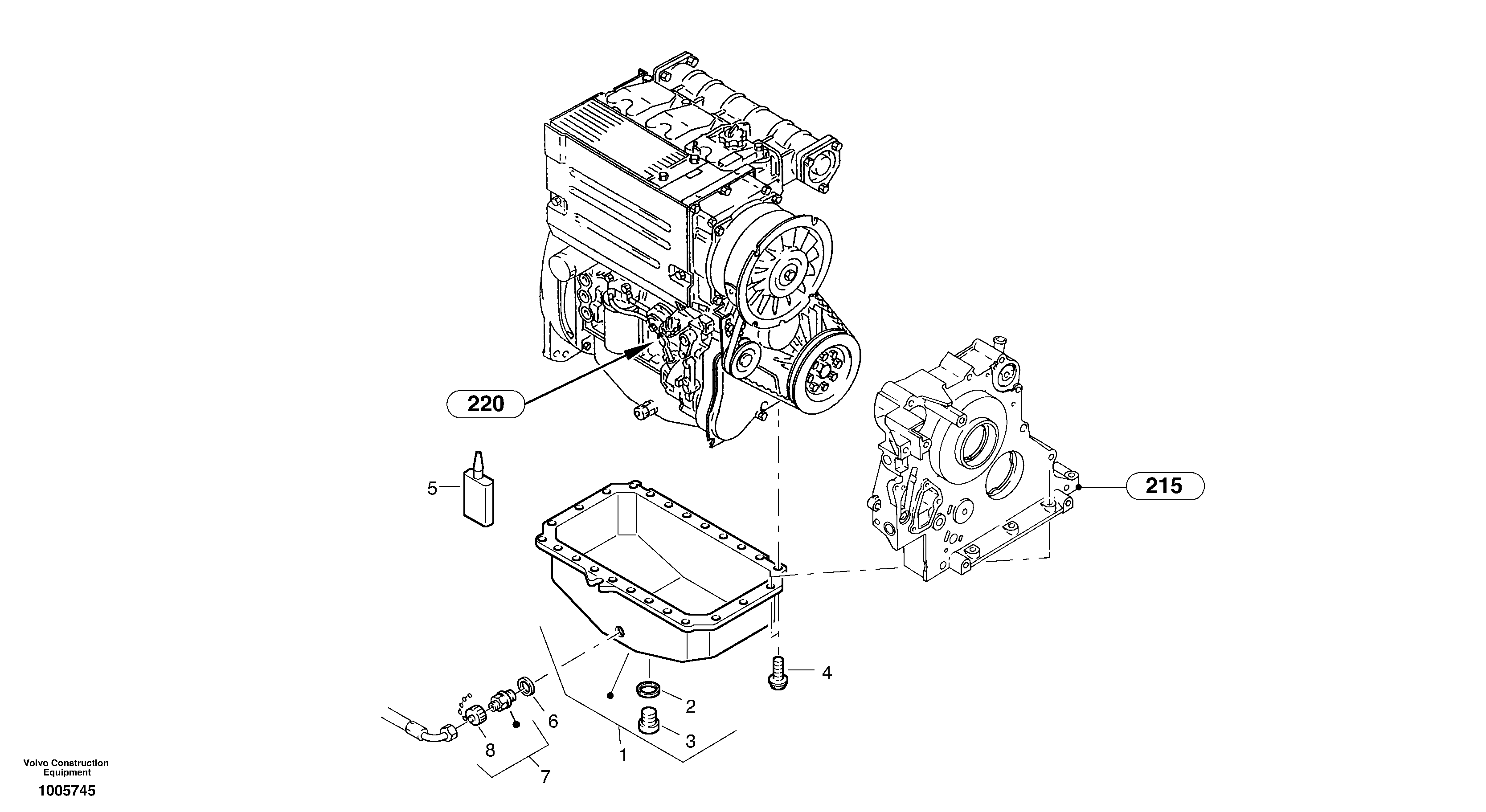 Схема запчастей Volvo ZL502C SER NO 0503001 - - 2793 Oil sump 