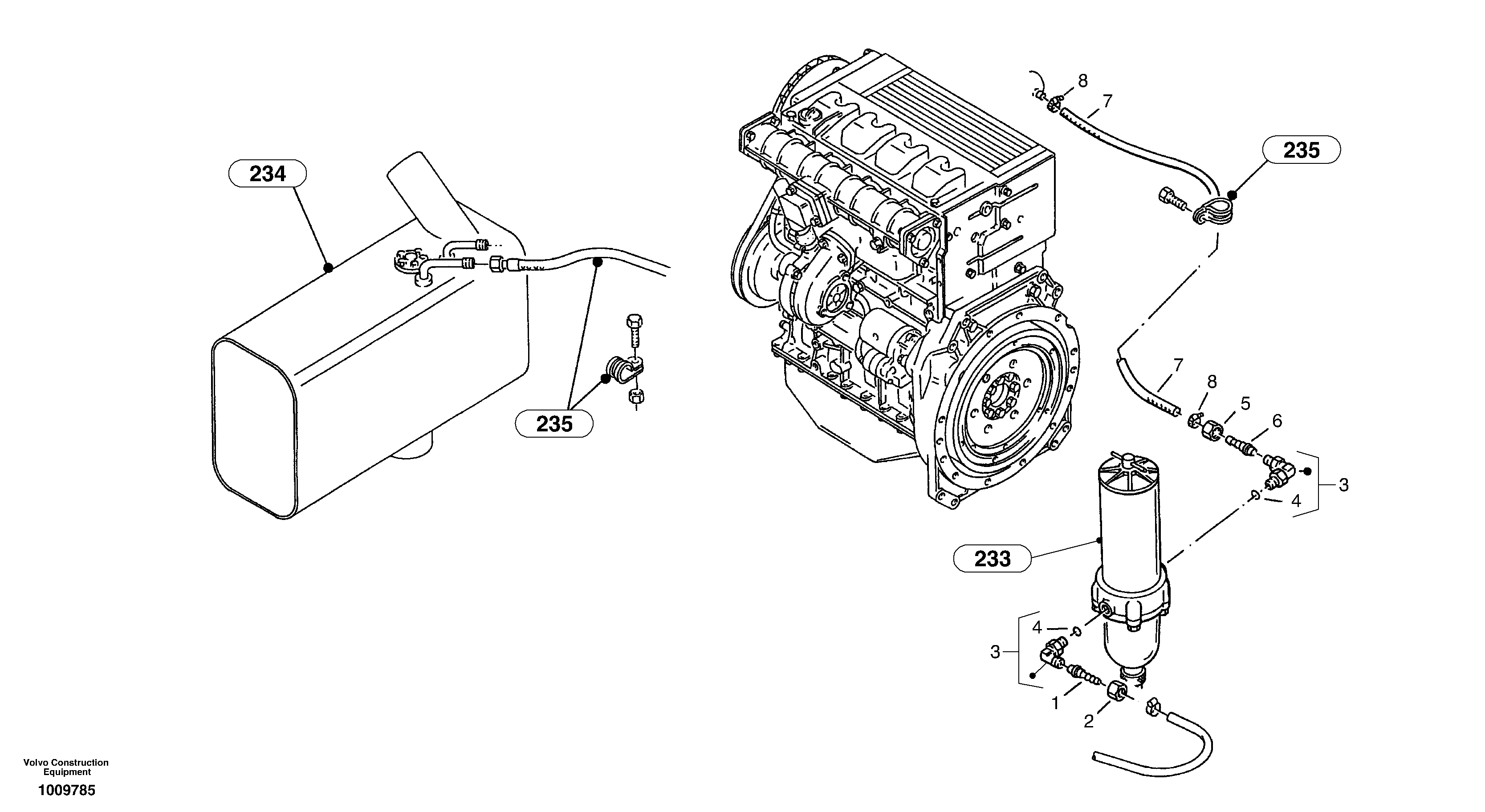 Схема запчастей Volvo ZL502C SER NO 0503001 - - 86557 Fuel pipes 