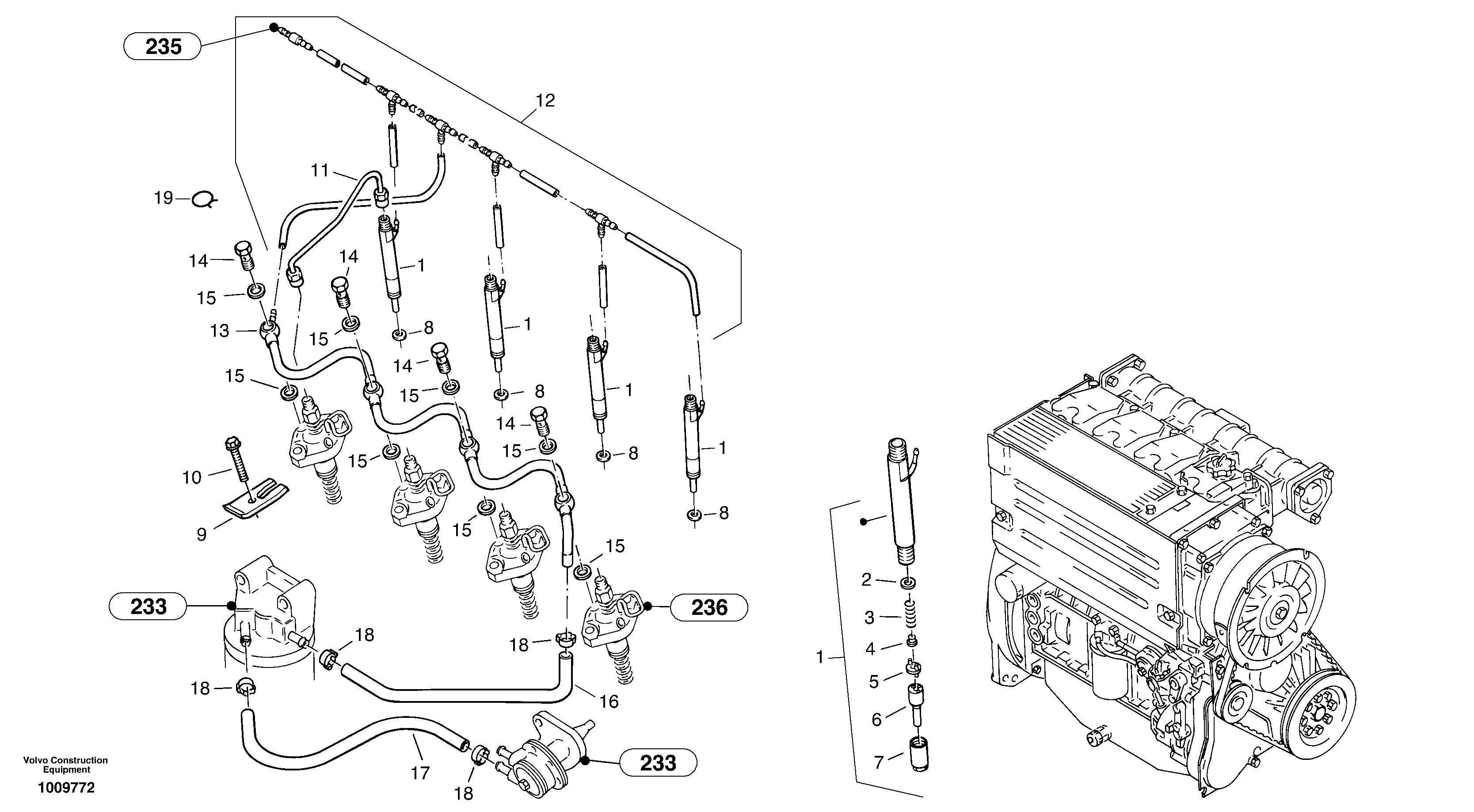 Схема запчастей Volvo ZL502C SER NO 0503001 - - 3186 Injection pipes, Injection valve 