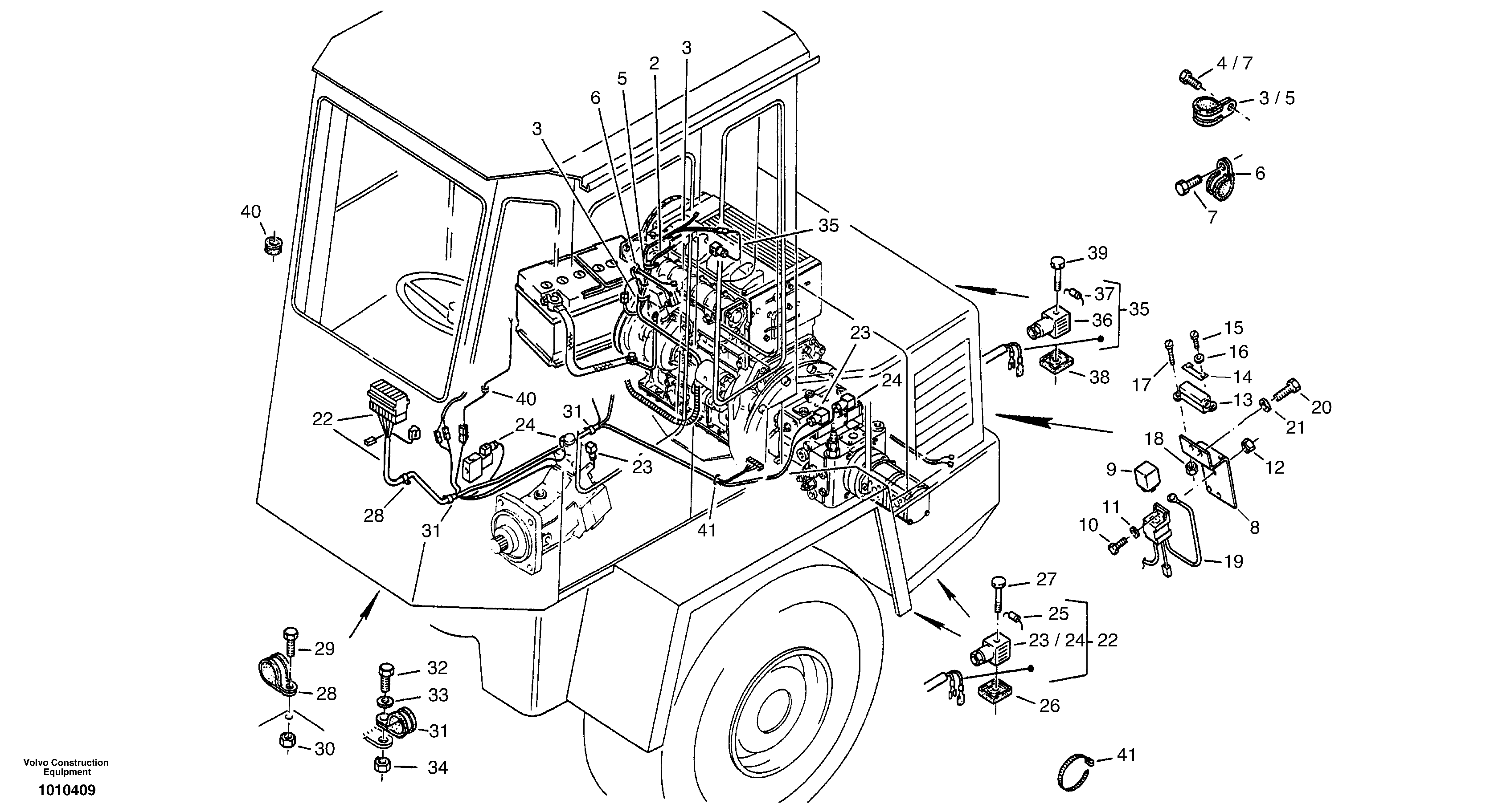 Схема запчастей Volvo ZL502C SER NO 0503001 - - 4657 Electric installation 