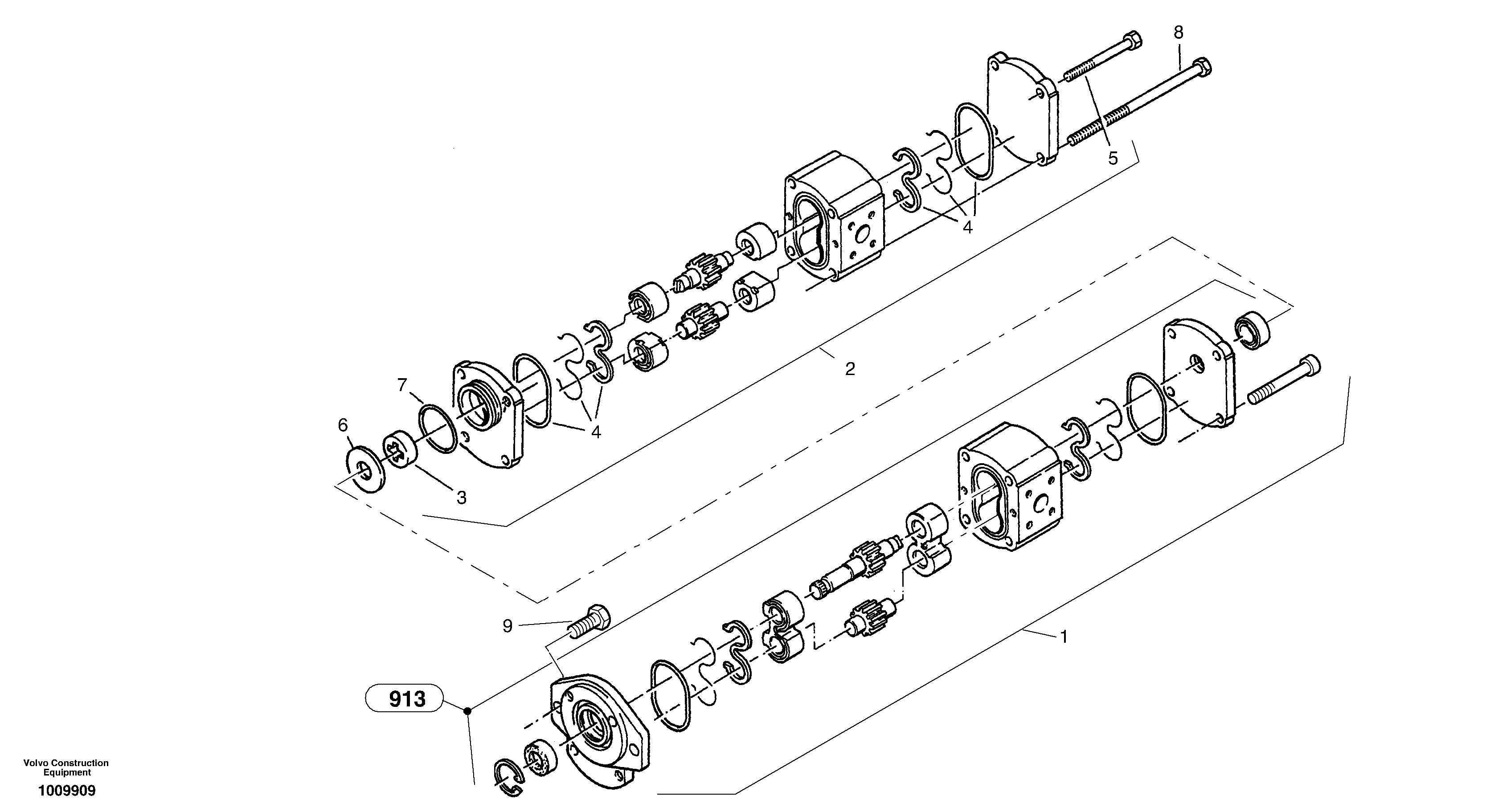 Схема запчастей Volvo ZL502C SER NO 0503001 - - 4454 Гидронасос рулевой 