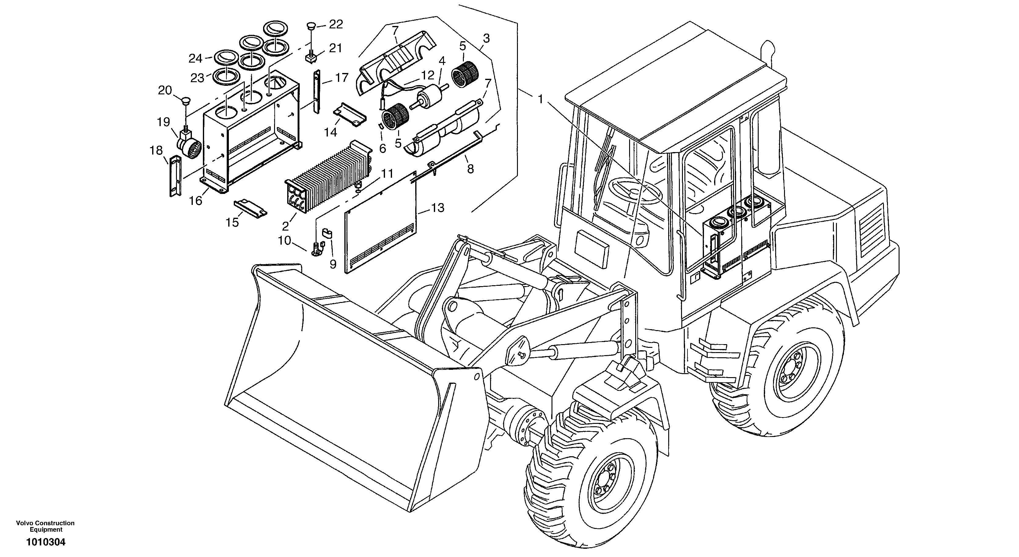 Схема запчастей Volvo ZL502C SER NO 0503001 - - 25252 Evaporator - Aair conditioning (MCC) 