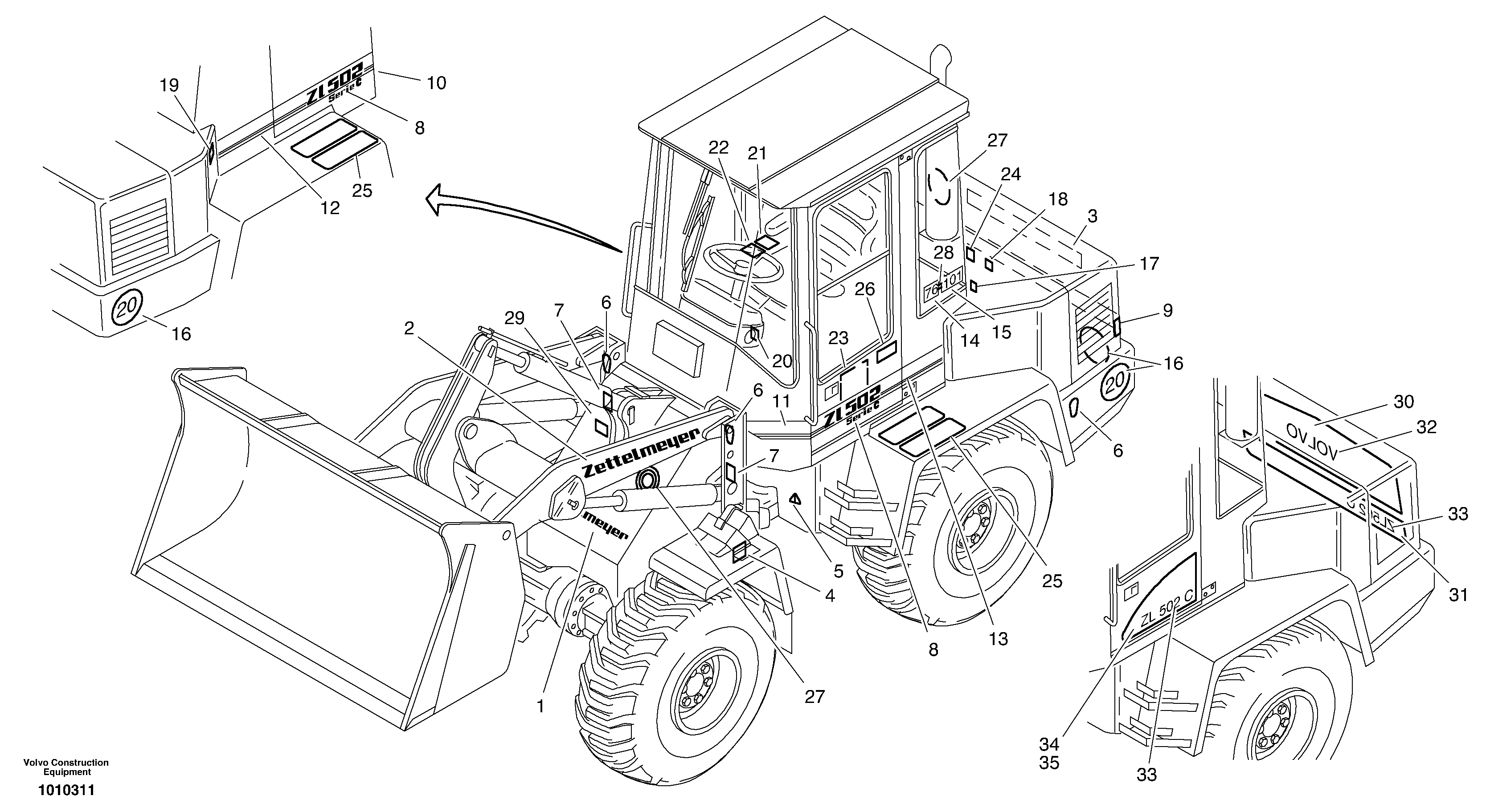 Схема запчастей Volvo ZL502C SER NO 0503001 - - 14193 Plates 