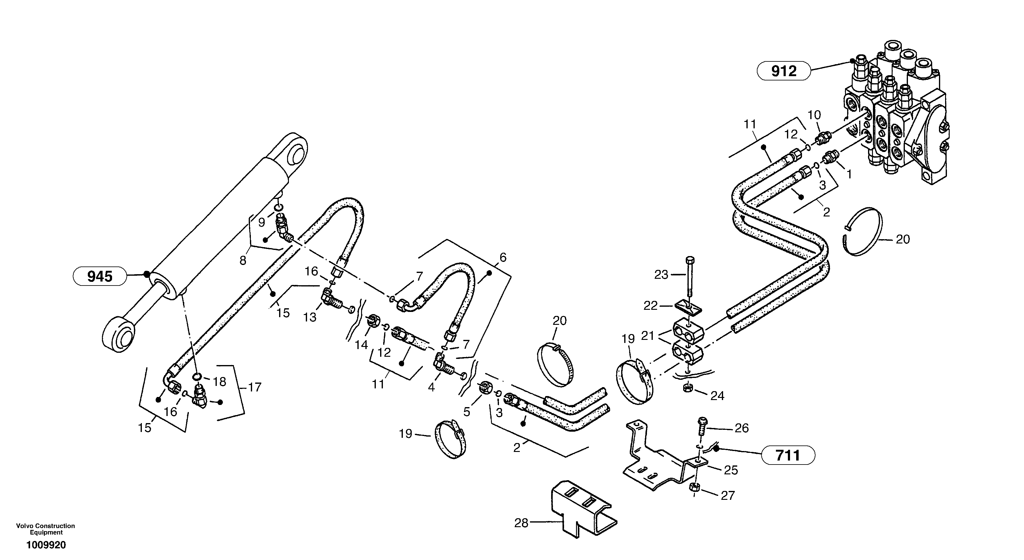 Схема запчастей Volvo ZL502C SER NO 0503001 - - 61561 Hydraulic lines - tilt hydraulic 