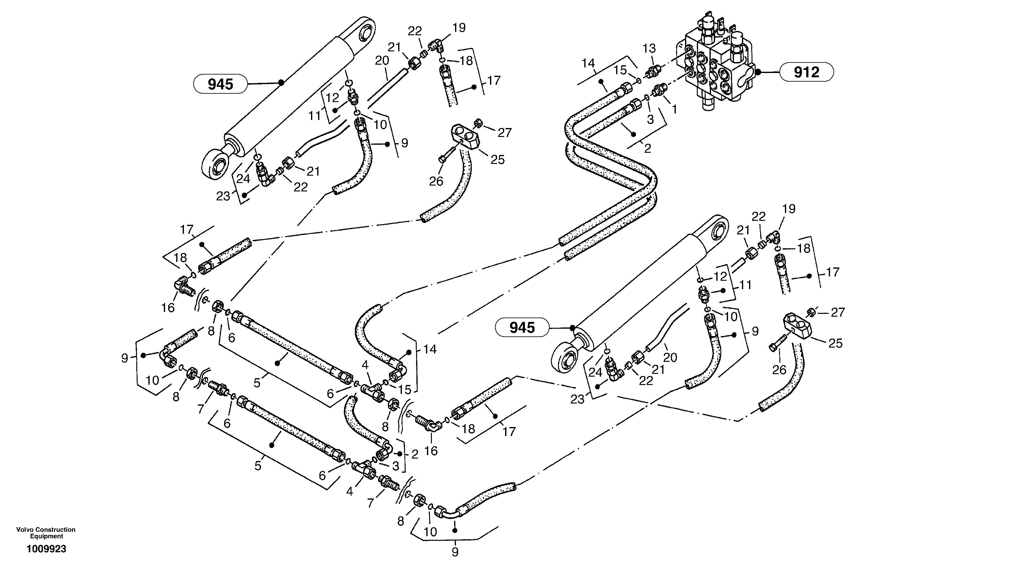 Схема запчастей Volvo ZL502C SER NO 0503001 - - 61566 Hydraulic lines - lift hydraulic 