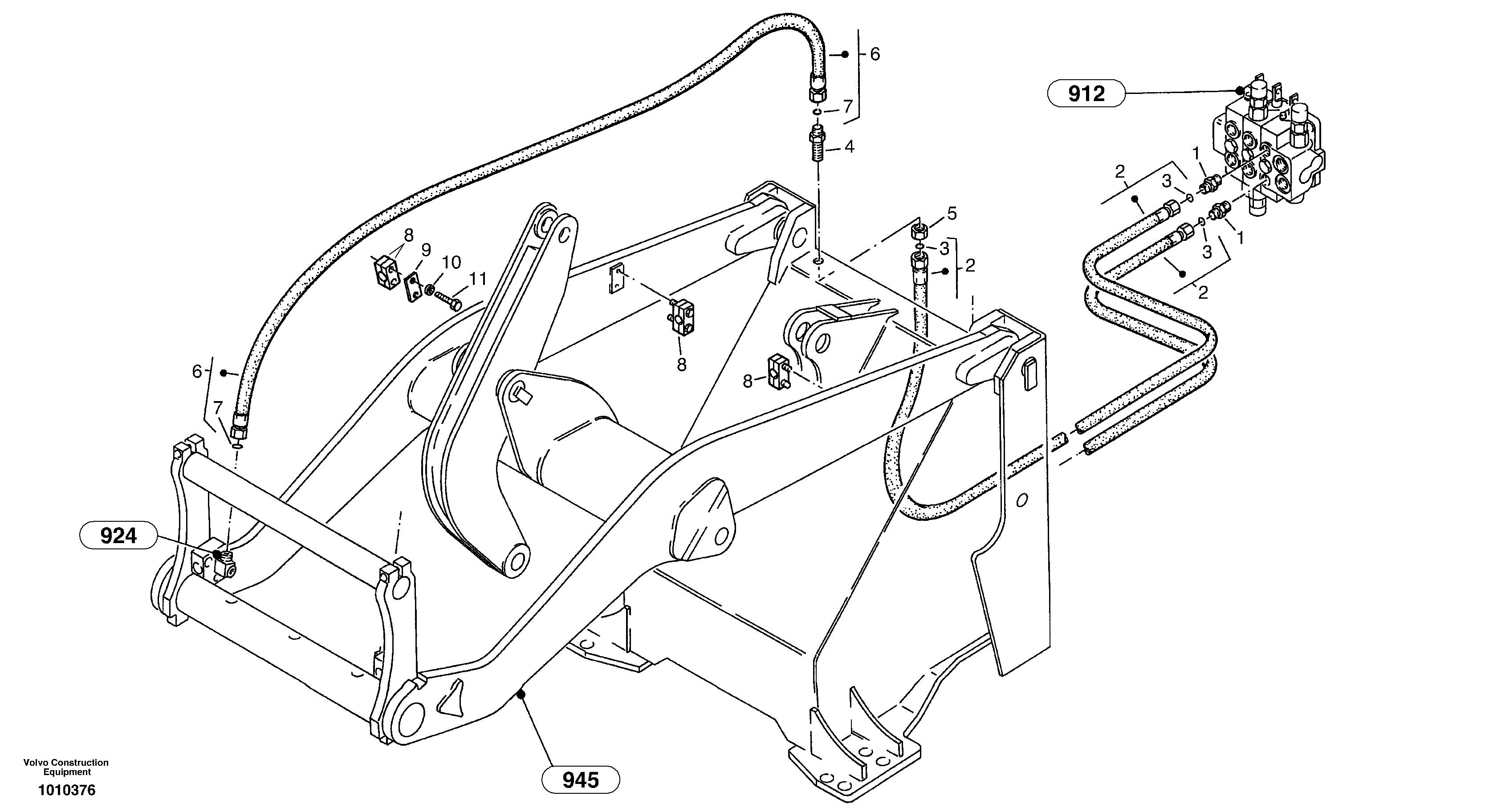 Схема запчастей Volvo ZL502C SER NO 0503001 - - 61825 Hydraulic function - Nr. 3 