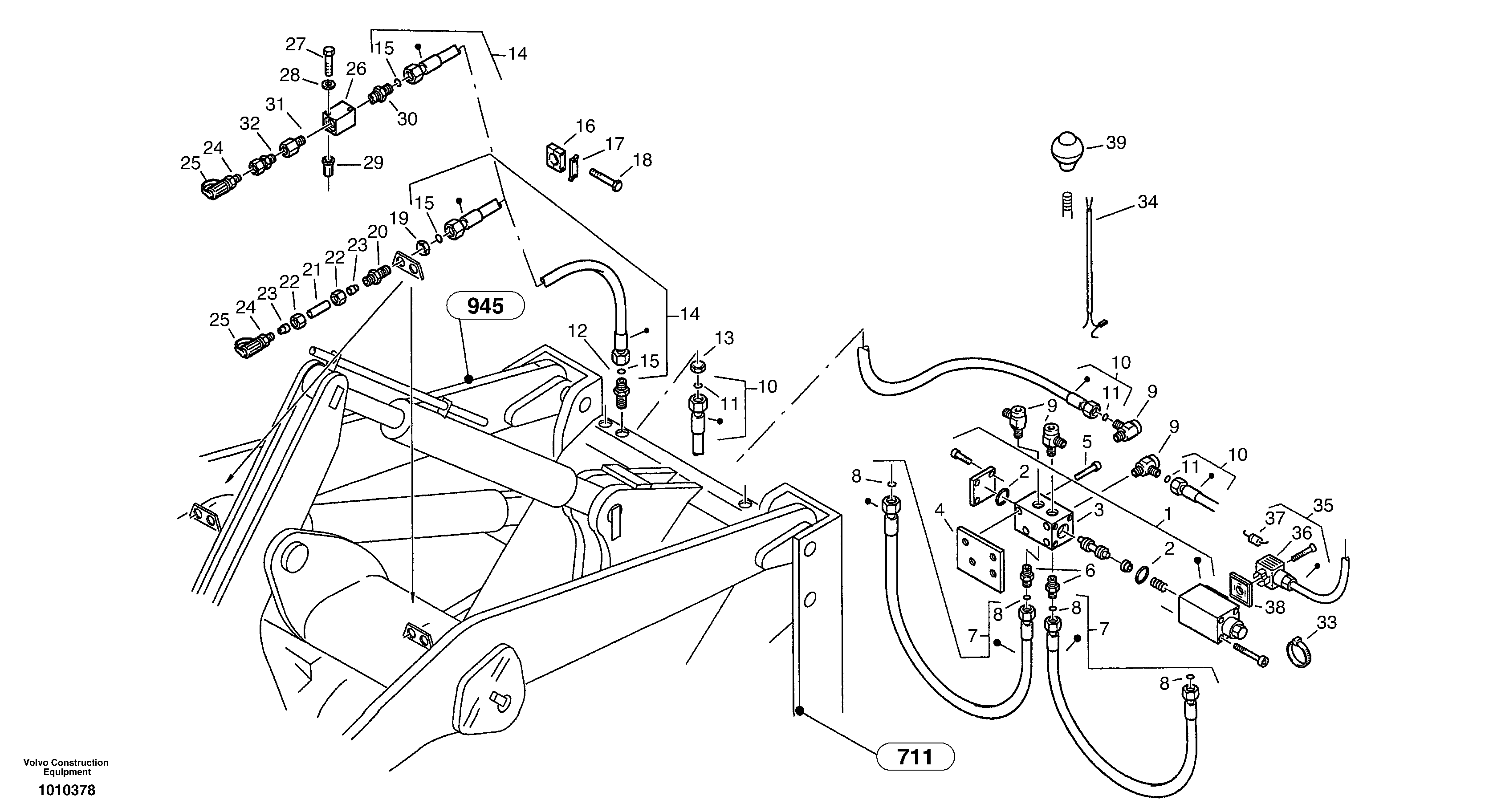 Схема запчастей Volvo ZL502C SER NO 0503001 - - 61828 Hydraulic function - Nr. 4 