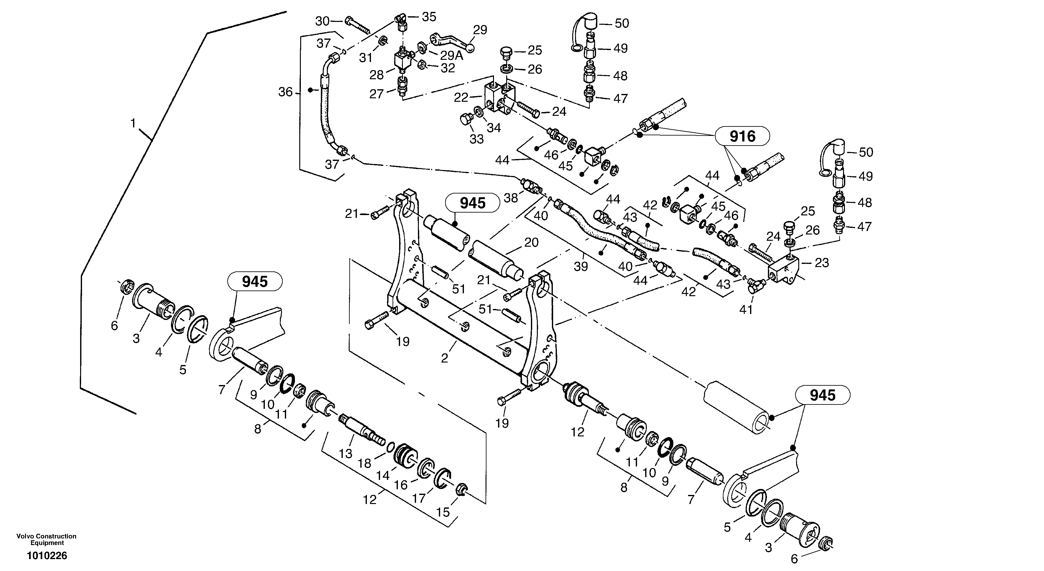 Схема запчастей Volvo ZL502C SER NO 0503001 - - 105246 Attachment mounting plate - Quick change, hydraulic 