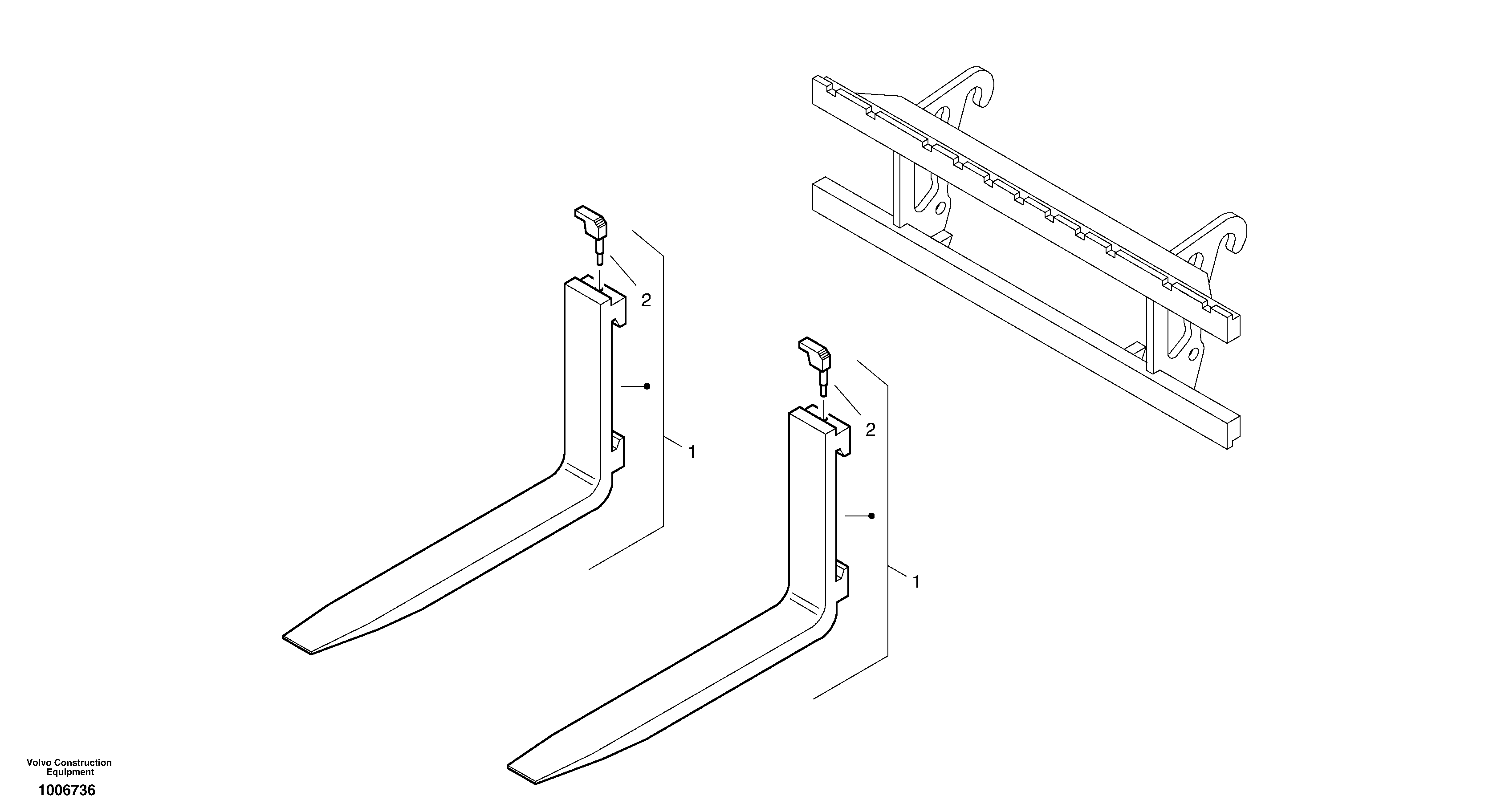 Схема запчастей Volvo ZL502C SER NO 0503001 - - 6476 Fork tines 