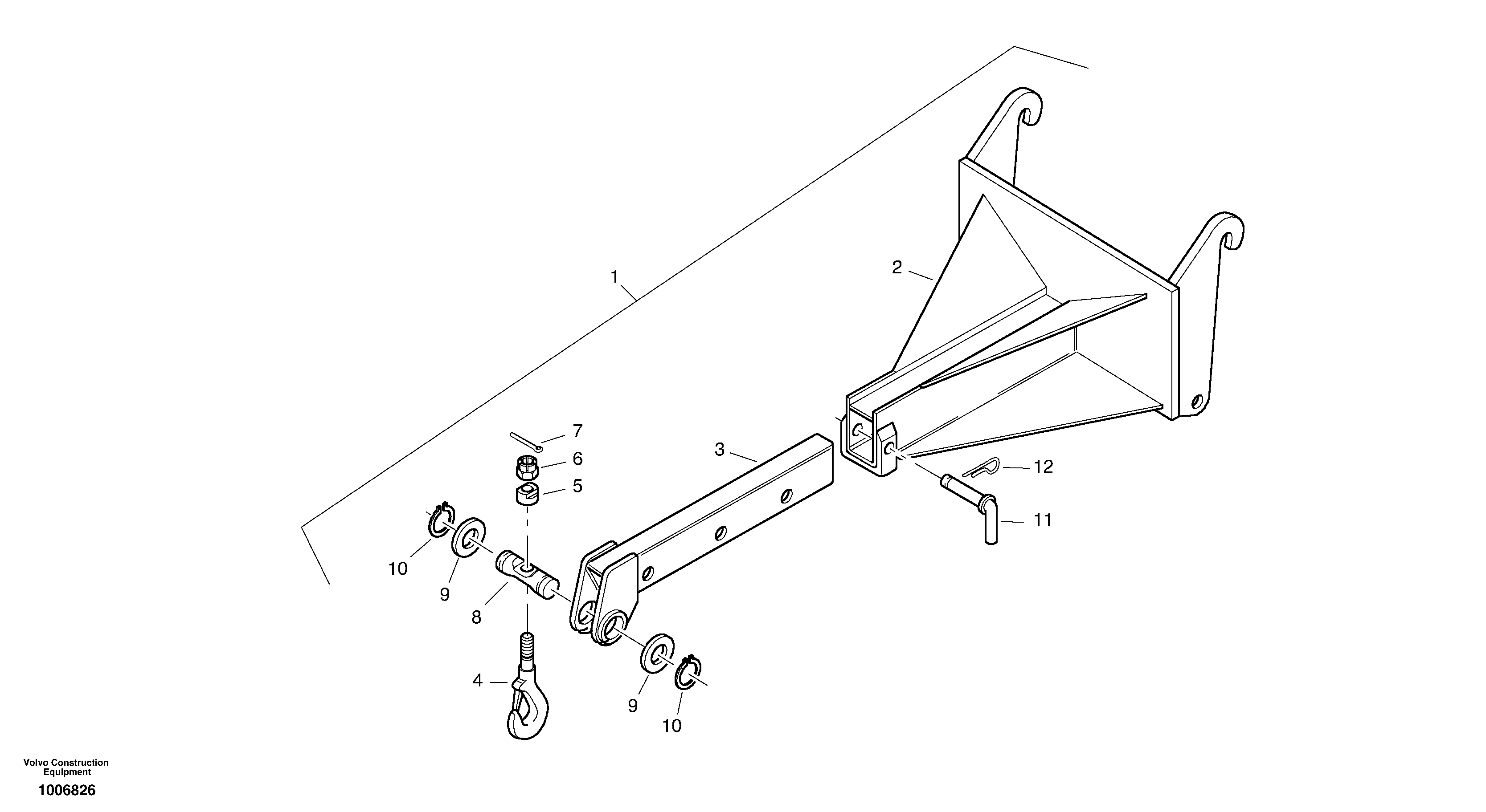 Схема запчастей Volvo ZL502C SER NO 0503001 - - 6487 Load hook, telescopically 