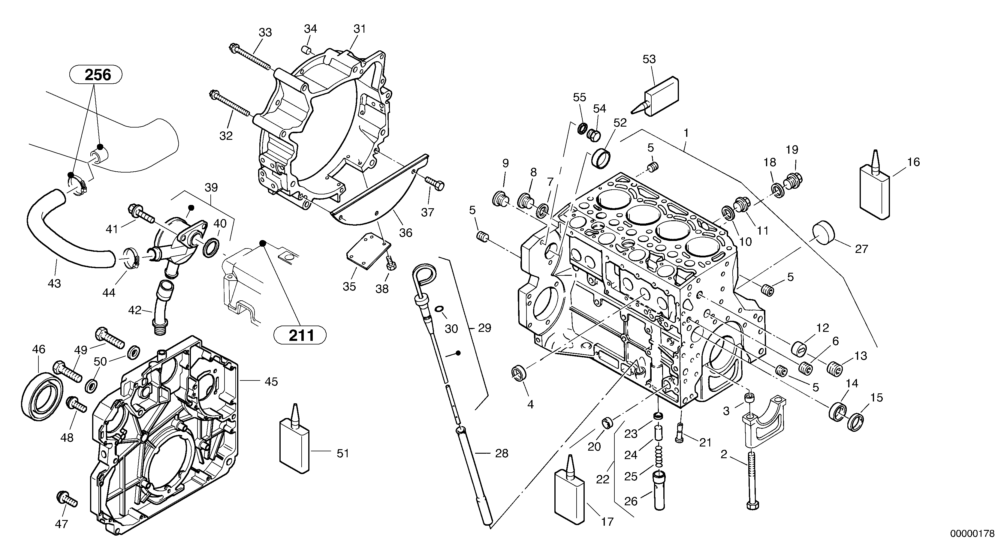 Схема запчастей Volvo L45 TYPE 194, 195 SER NO - 1000 - 7800 Engine casing, Ventilation 