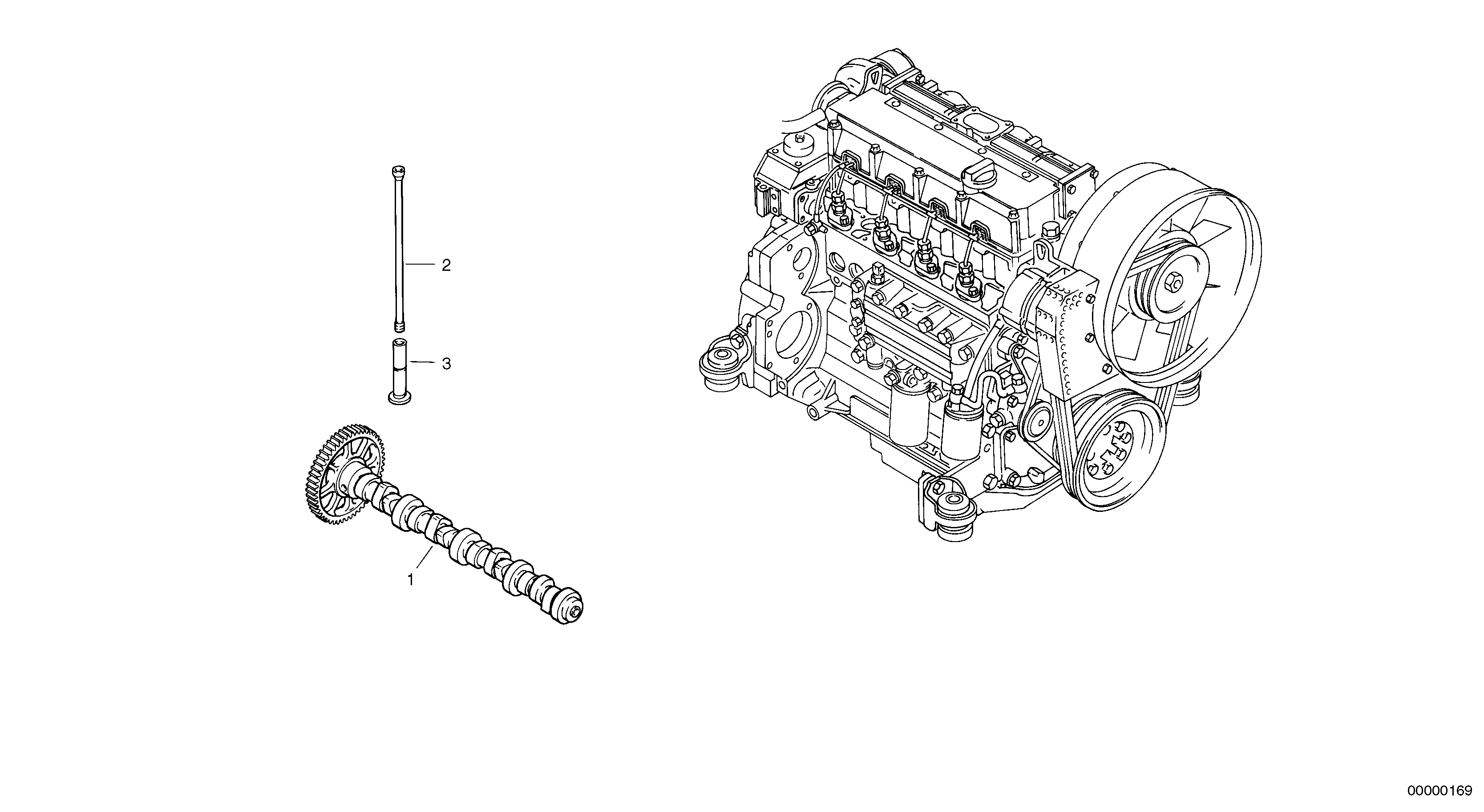 Схема запчастей Volvo L45 TYPE 194, 195 SER NO - 1000 - 7804 Распредвал 