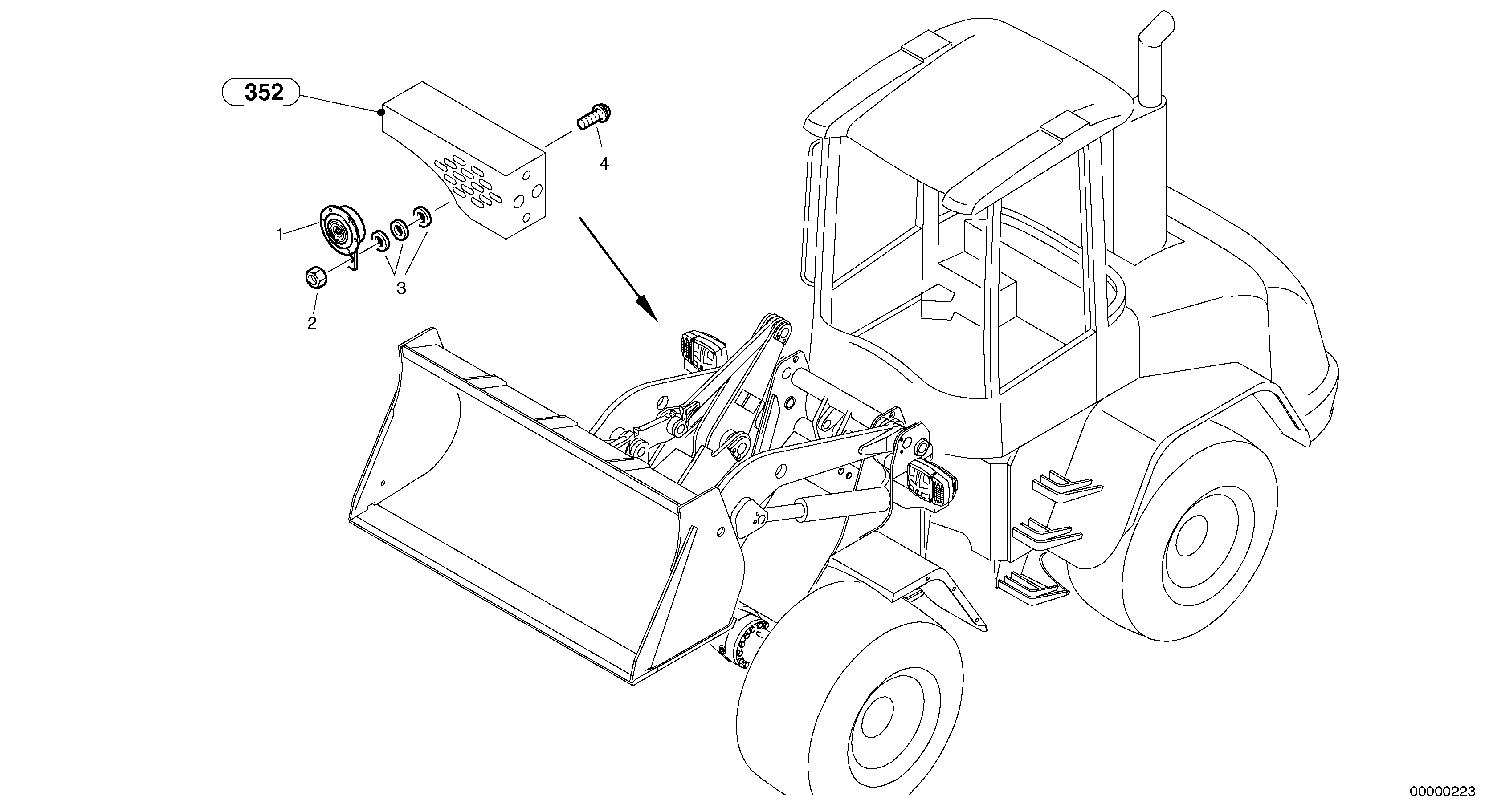 Схема запчастей Volvo L45 TYPE 194, 195 SER NO - 1000 - 9888 Signal horn 