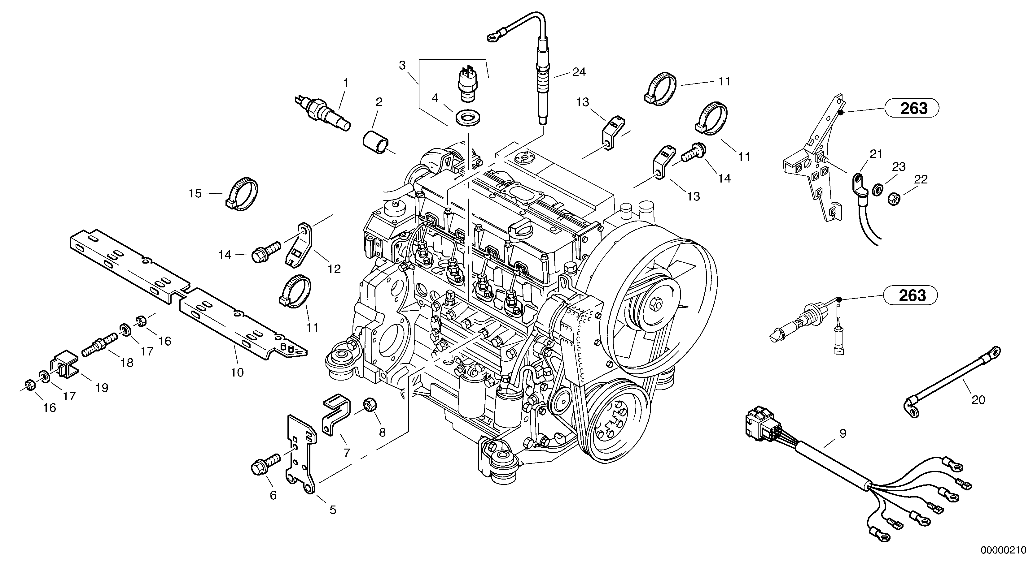 Схема запчастей Volvo L45 TYPE 194, 195 SER NO - 1000 - 9462 Electric - Engine 