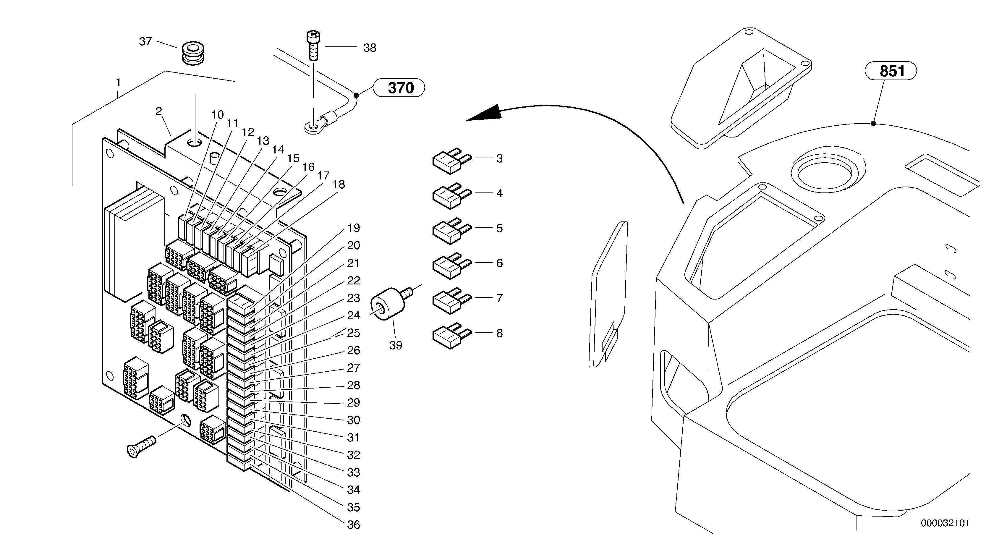 Схема запчастей Volvo L45 TYPE 194, 195 SER NO - 1000 - 9902 Central computer 