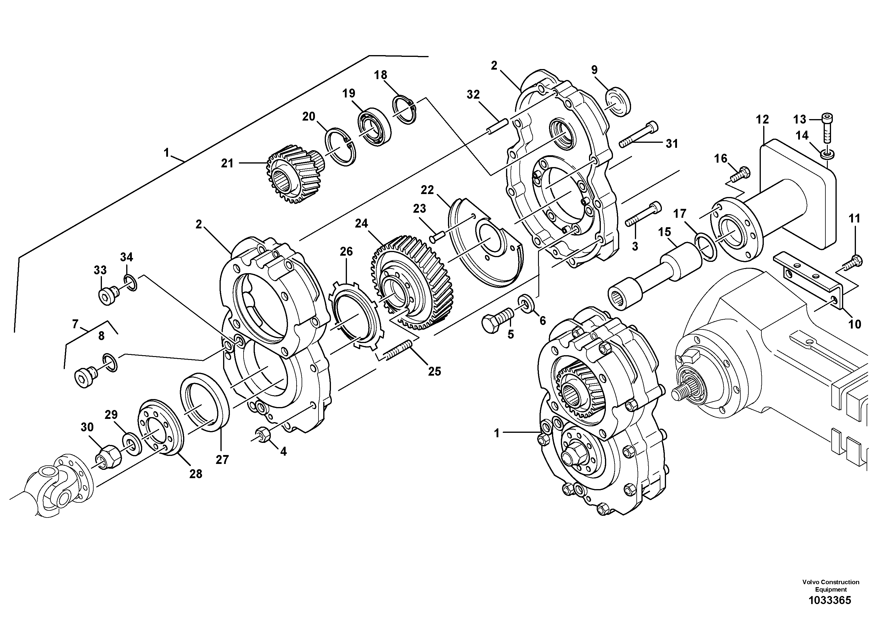 Схема запчастей Volvo L45 TYPE 194, 195 SER NO - 1000 - 9468 Gearbox assy 