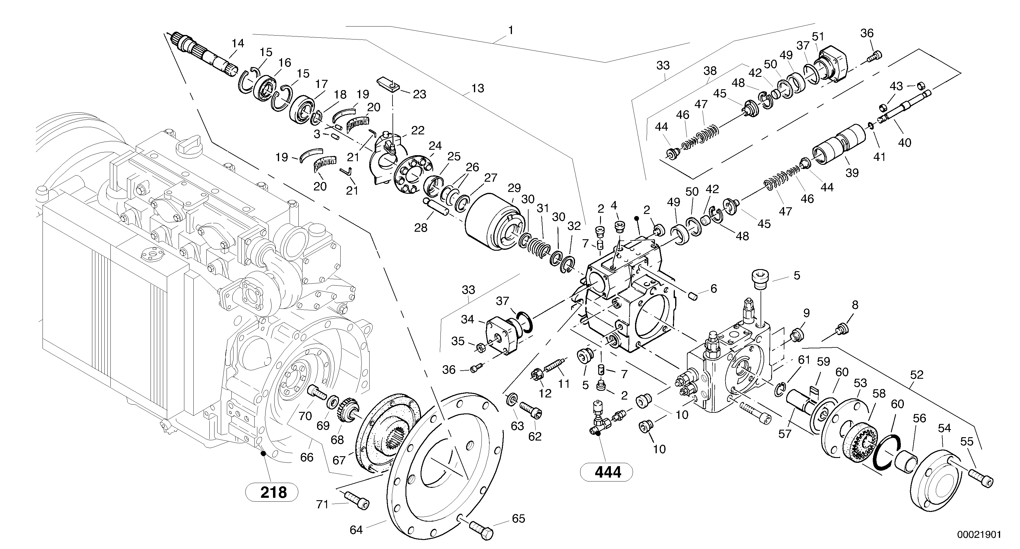 Схема запчастей Volvo L45 TYPE 194, 195 SER NO - 1000 - 105327 Variable displacement pump 