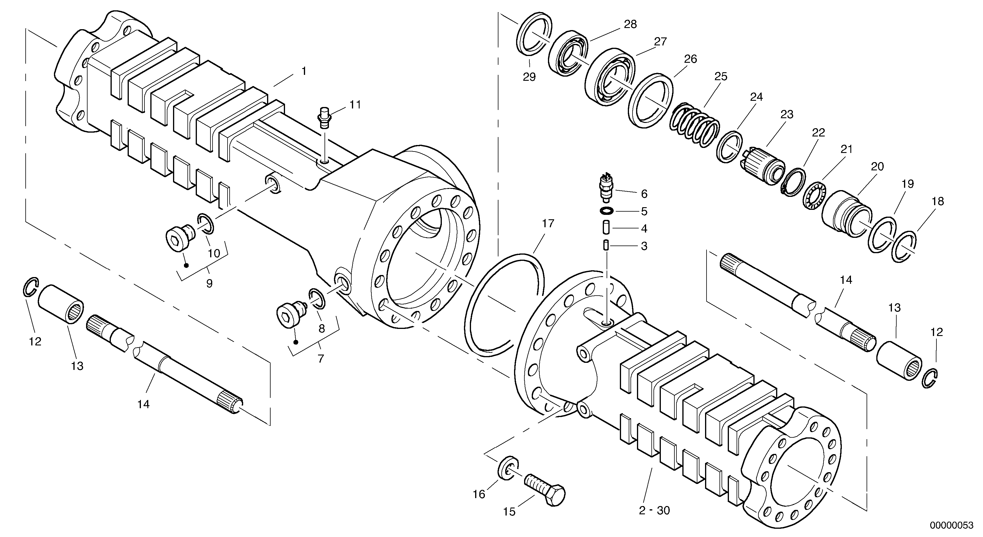 Схема запчастей Volvo L45 TYPE 194, 195 SER NO - 1000 - 9911 Housing - front axle 